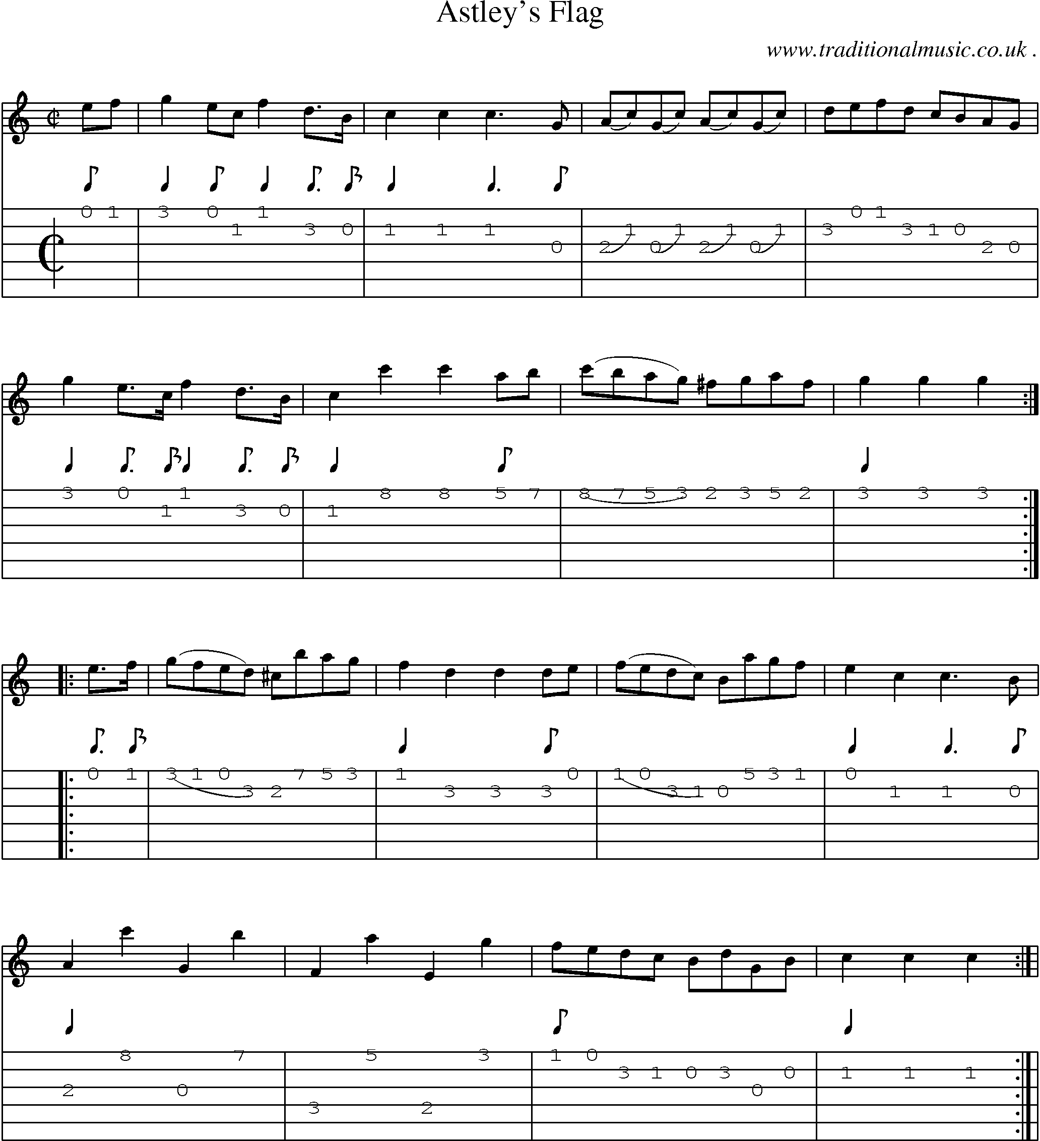 Sheet-Music and Guitar Tabs for Astleys Flag