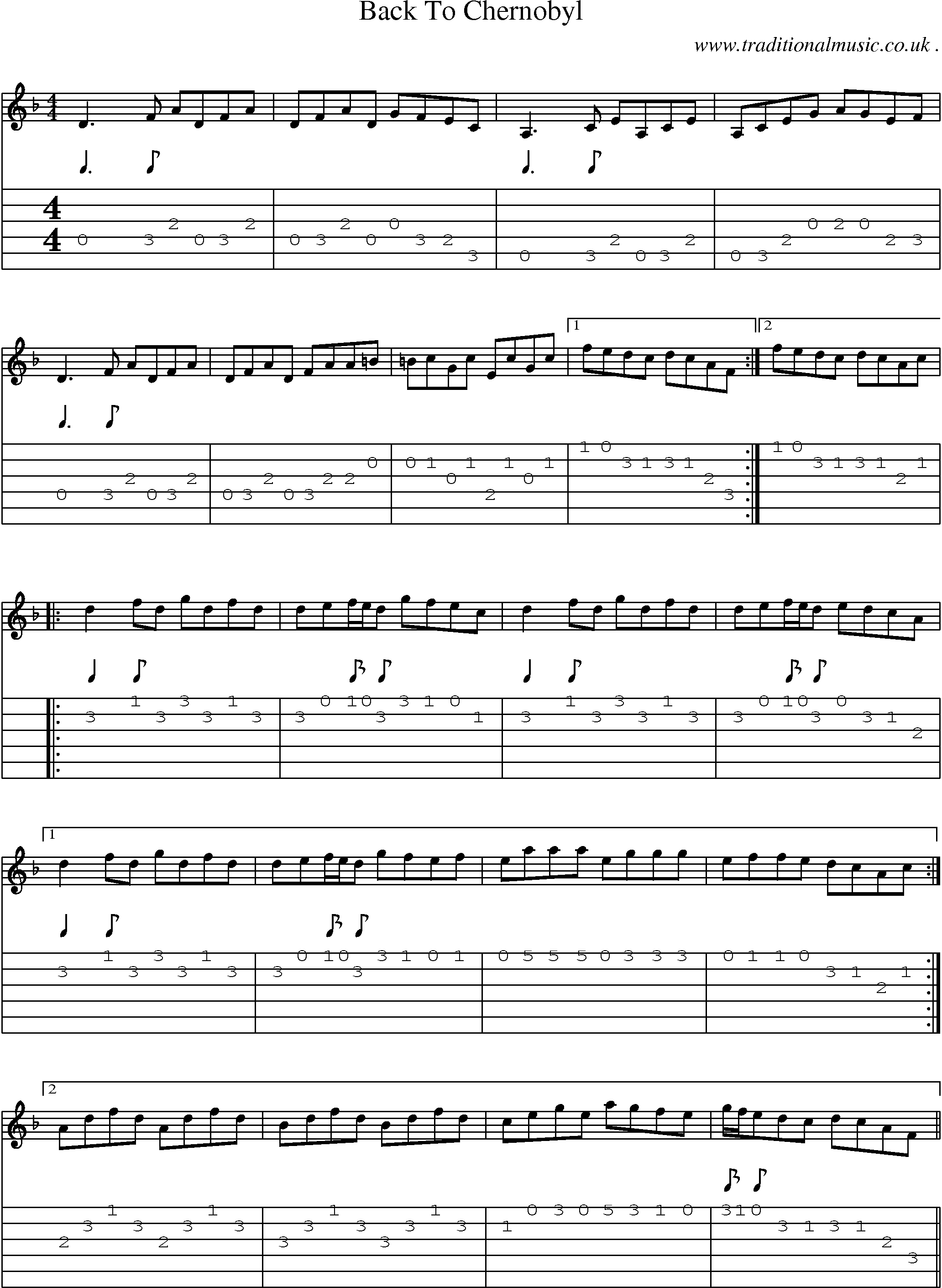 Sheet-Music and Guitar Tabs for Back To Chernobyl