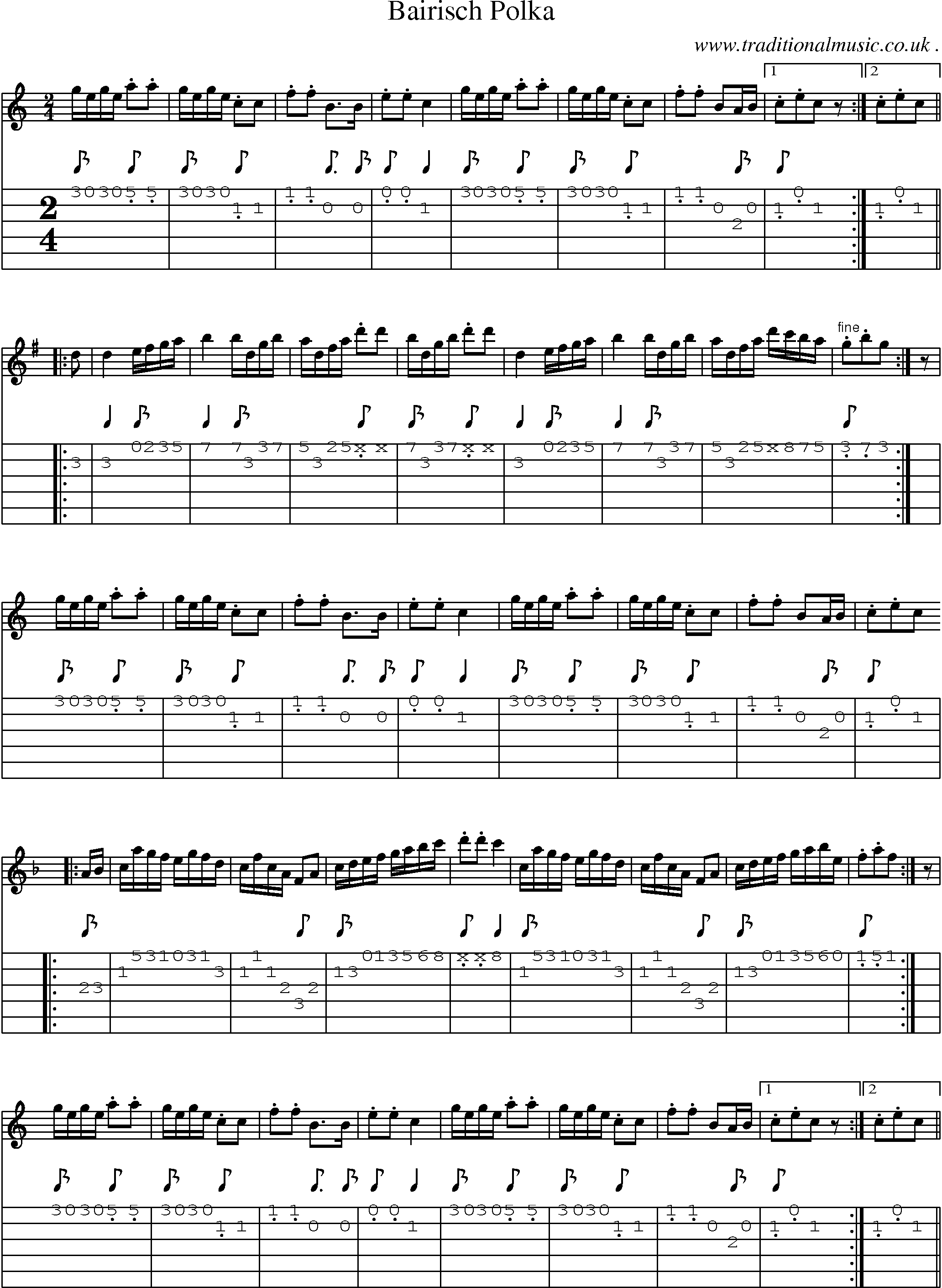 Sheet-Music and Guitar Tabs for Bairisch Polka