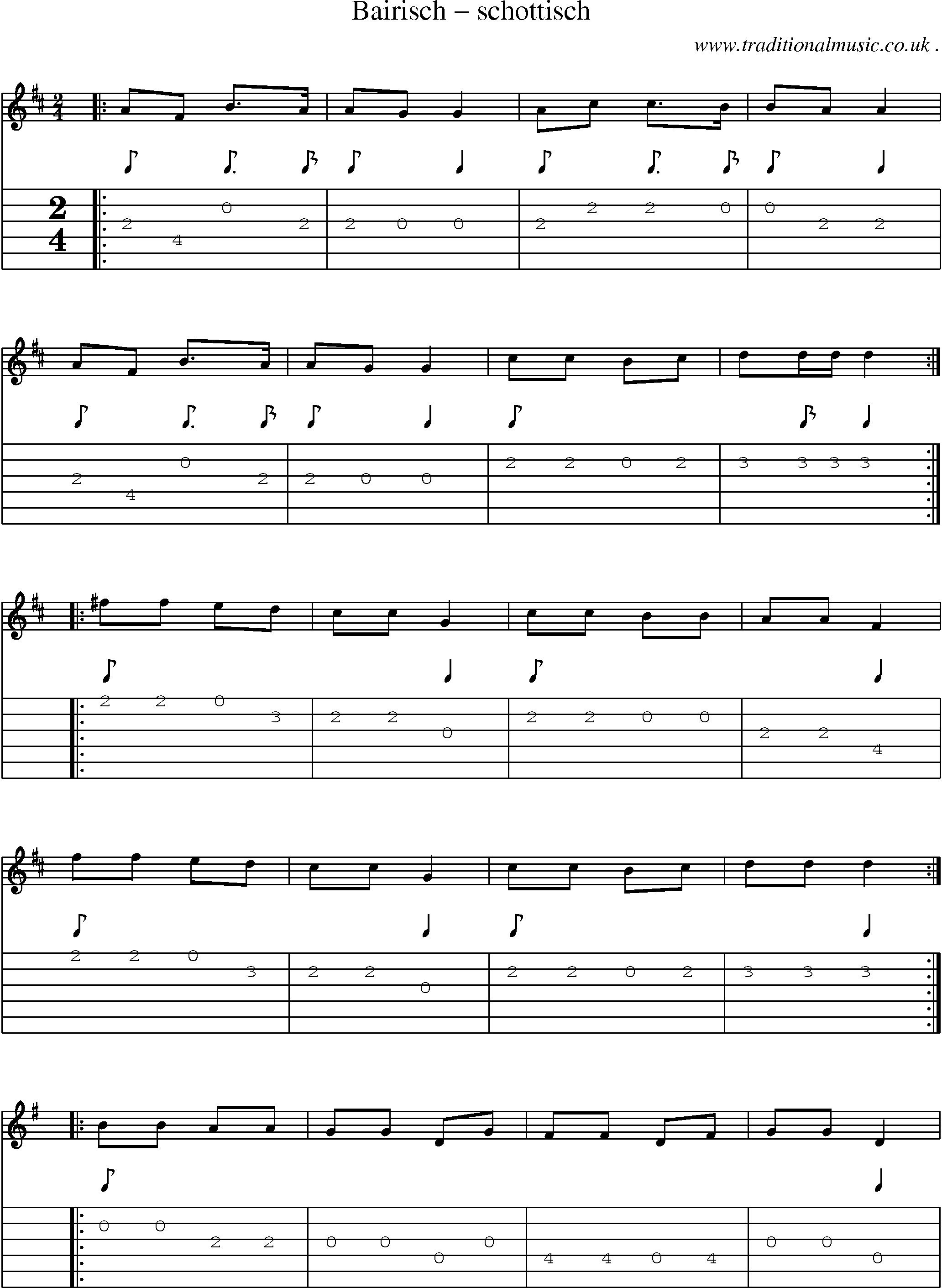 Sheet-Music and Guitar Tabs for Bairisch Schottisch