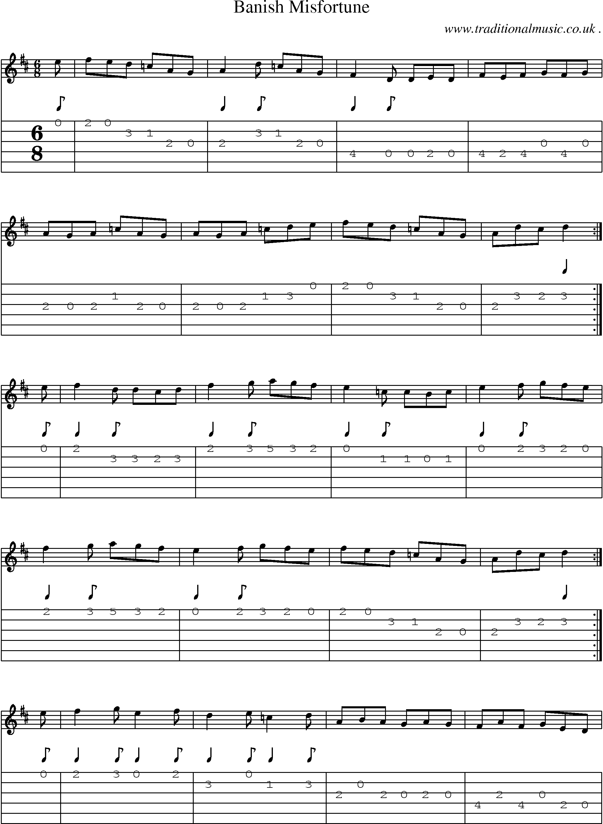Sheet-Music and Guitar Tabs for Banish Misfortune