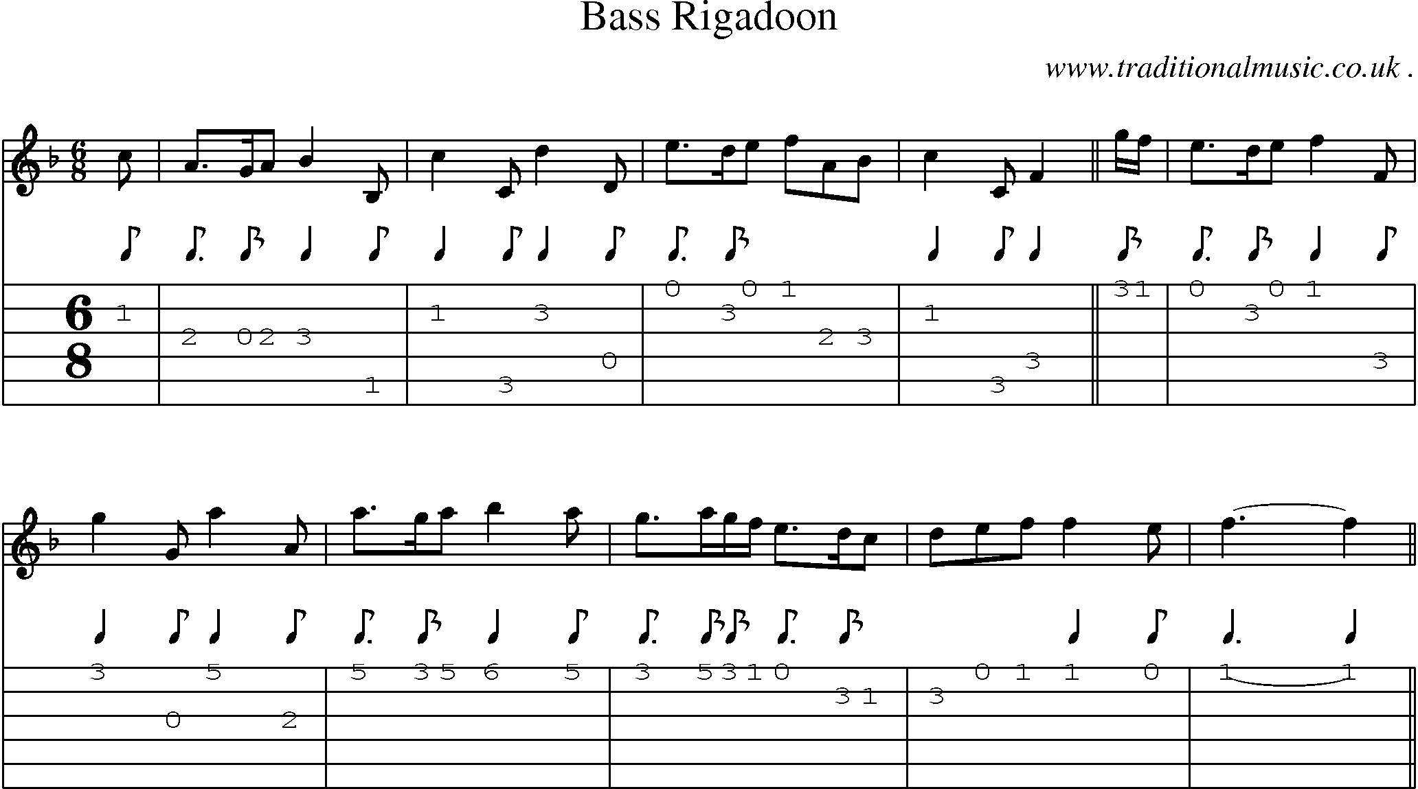 Sheet-Music and Guitar Tabs for Bass Rigadoon
