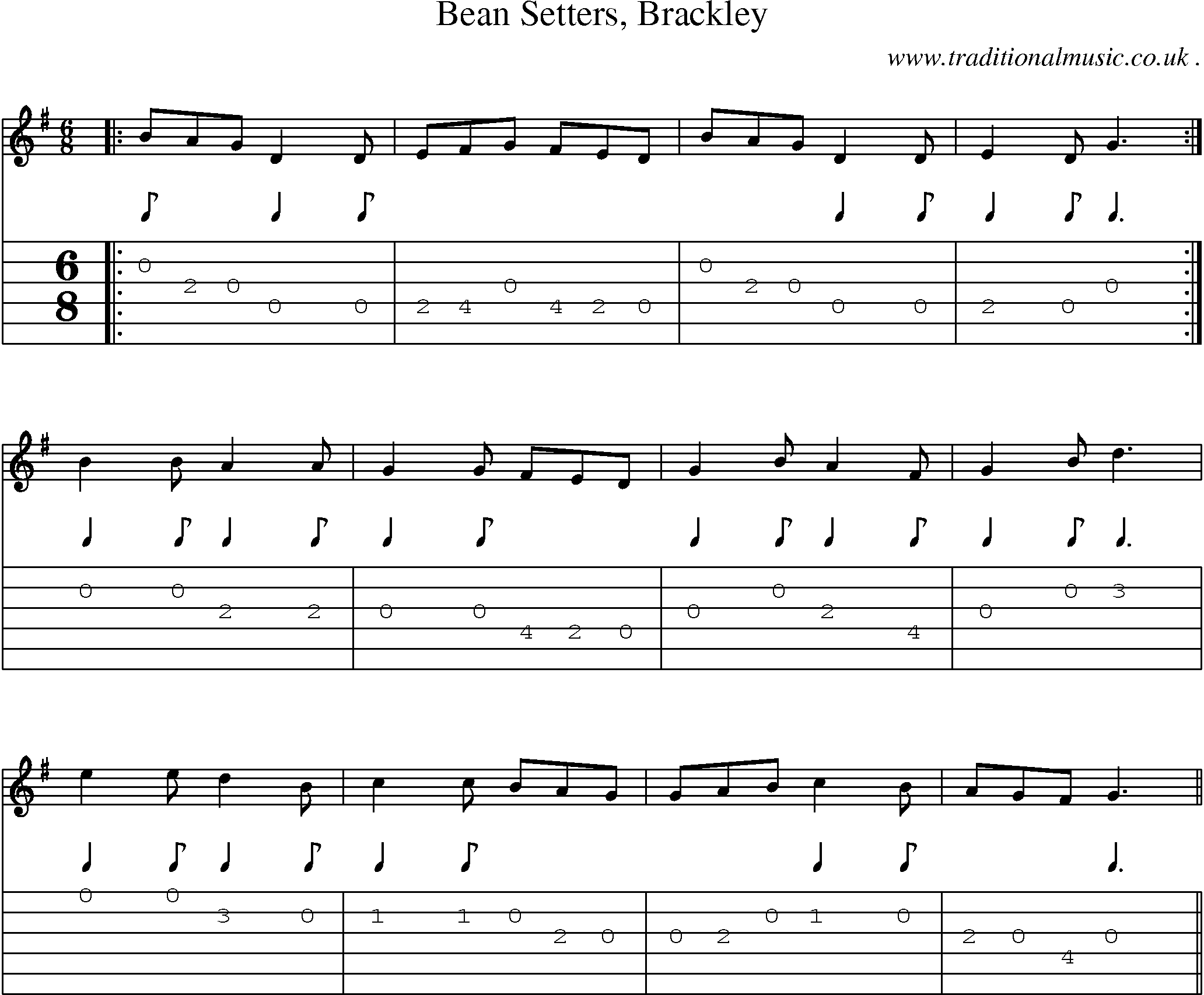 Sheet-Music and Guitar Tabs for Bean Setters Brackley