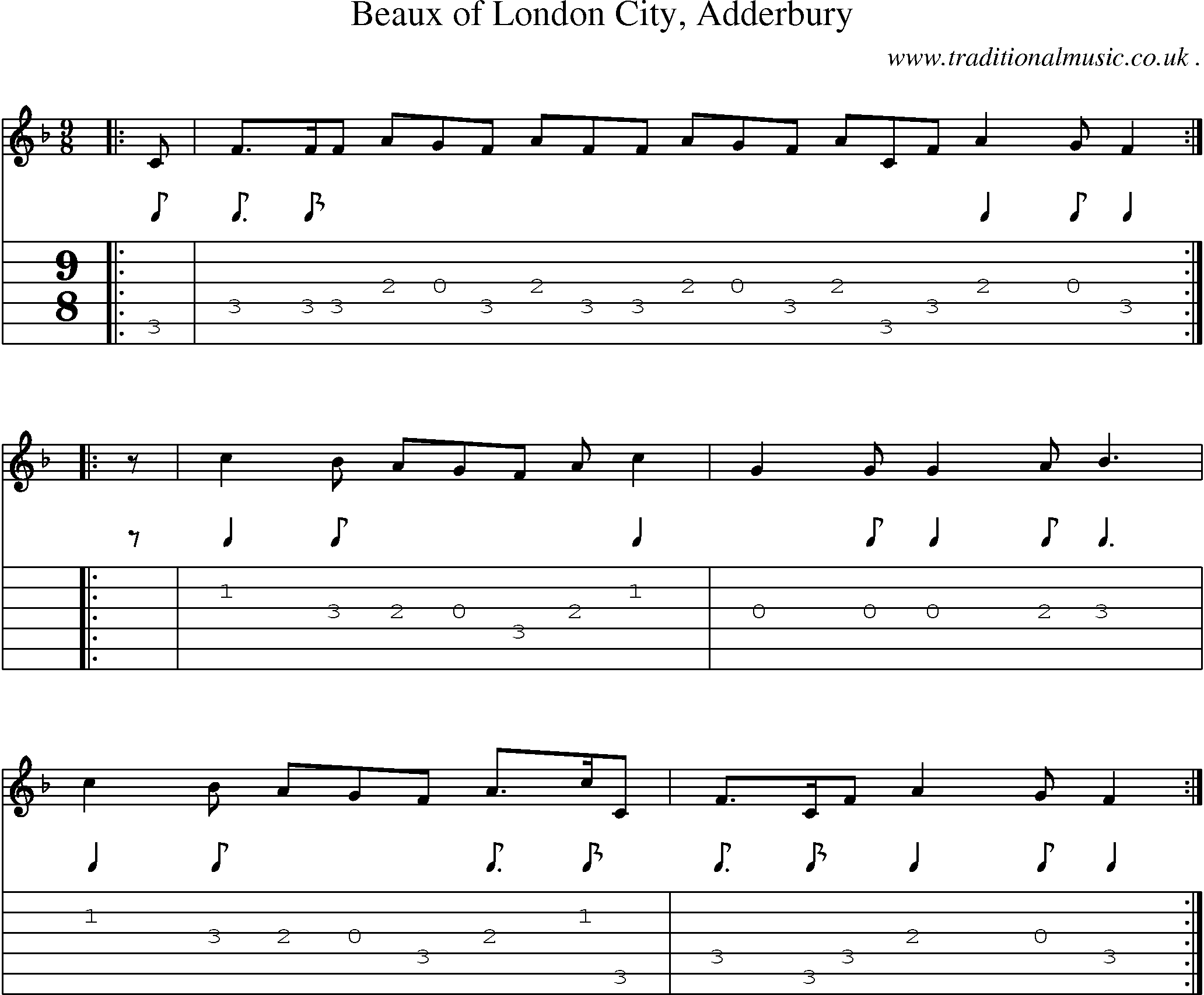 Sheet-Music and Guitar Tabs for Beaux Of London City Adderbury