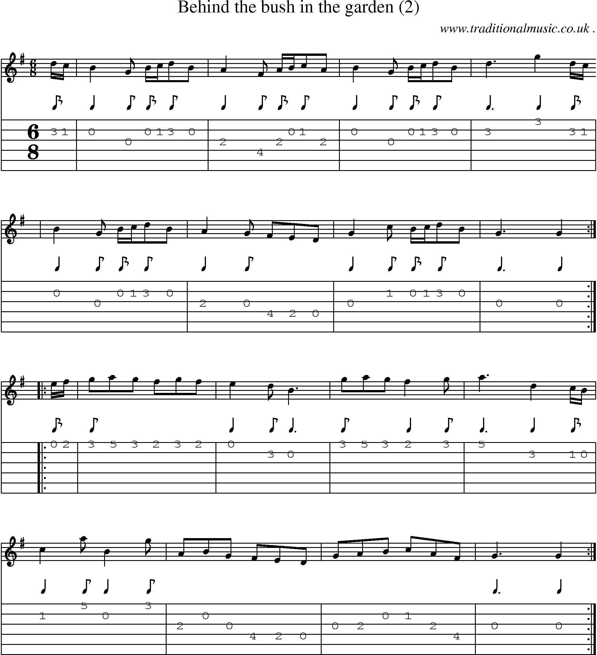 Sheet-Music and Guitar Tabs for Behind The Bush In The Garden (2)