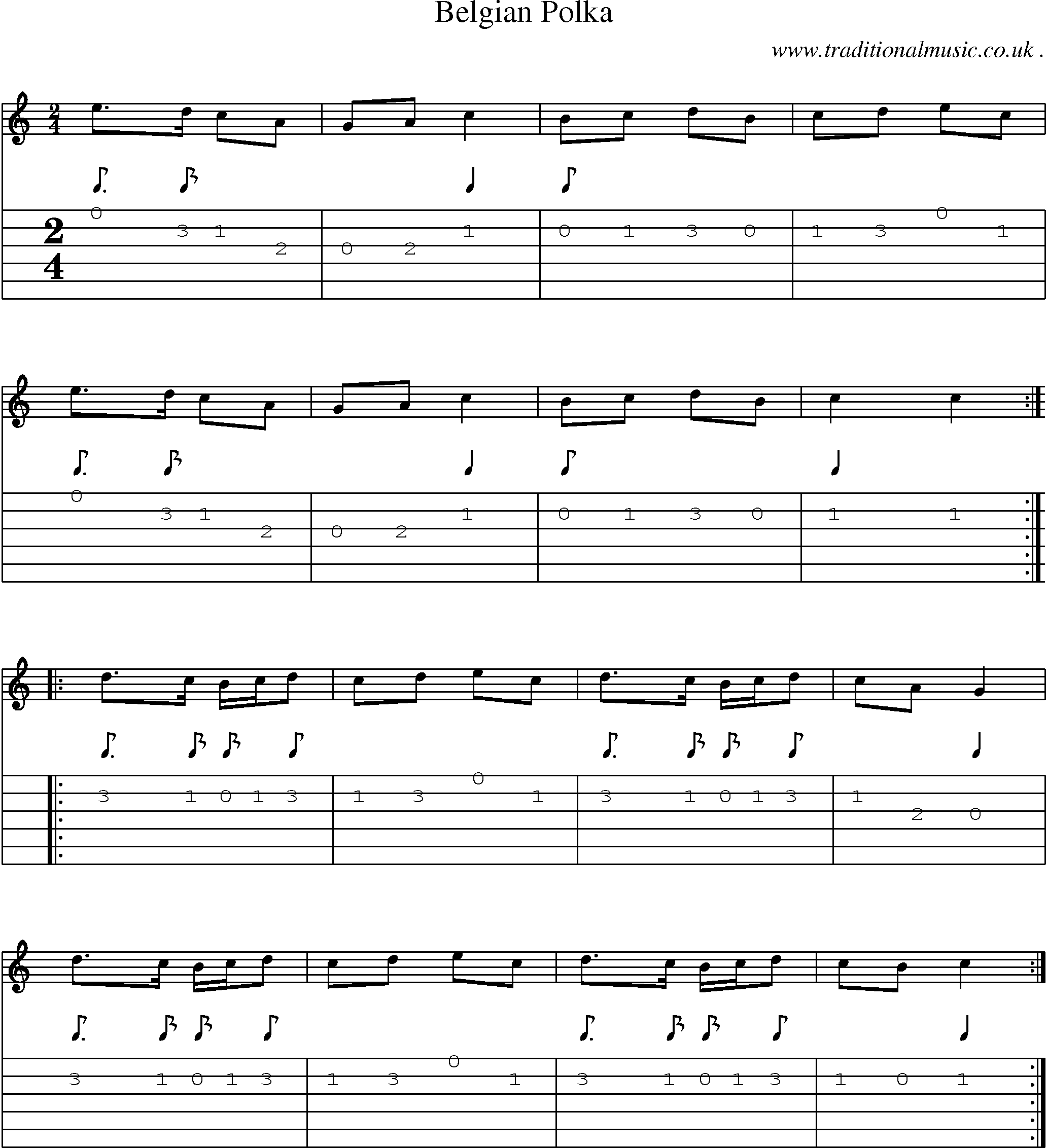 Sheet-Music and Guitar Tabs for Belgian Polka