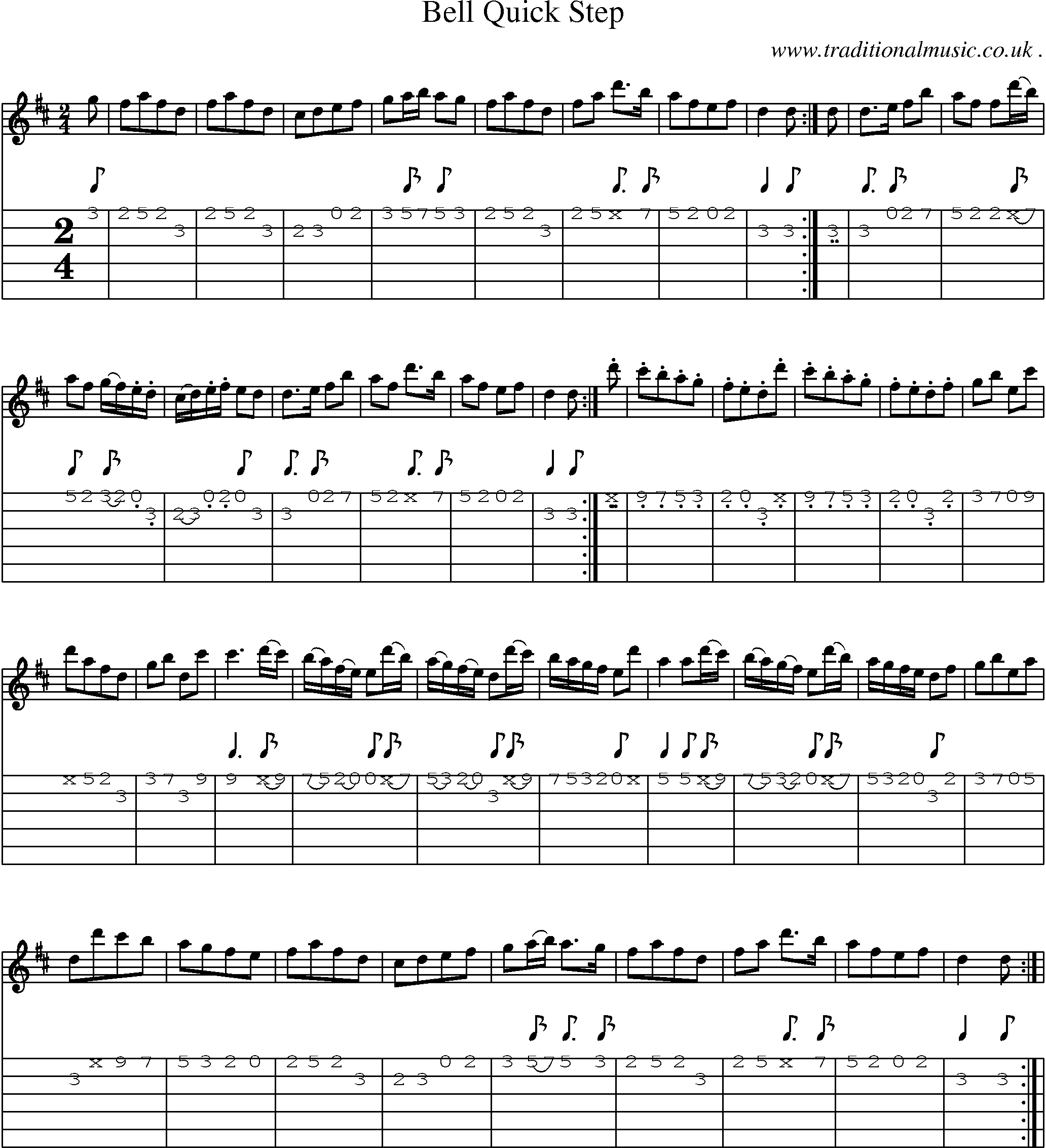 Sheet-Music and Guitar Tabs for Bell Quick Step