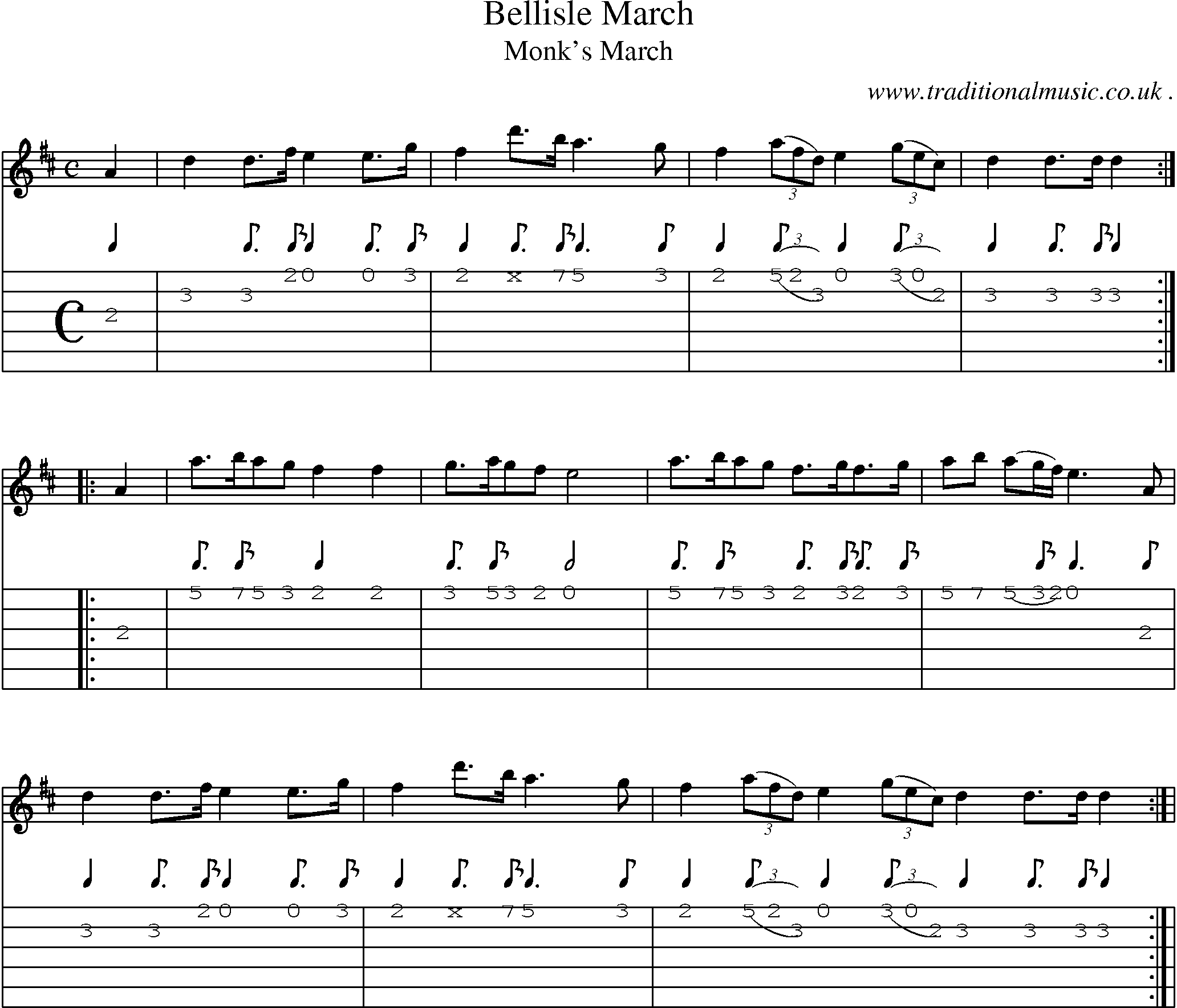 Sheet-Music and Guitar Tabs for Bellisle March