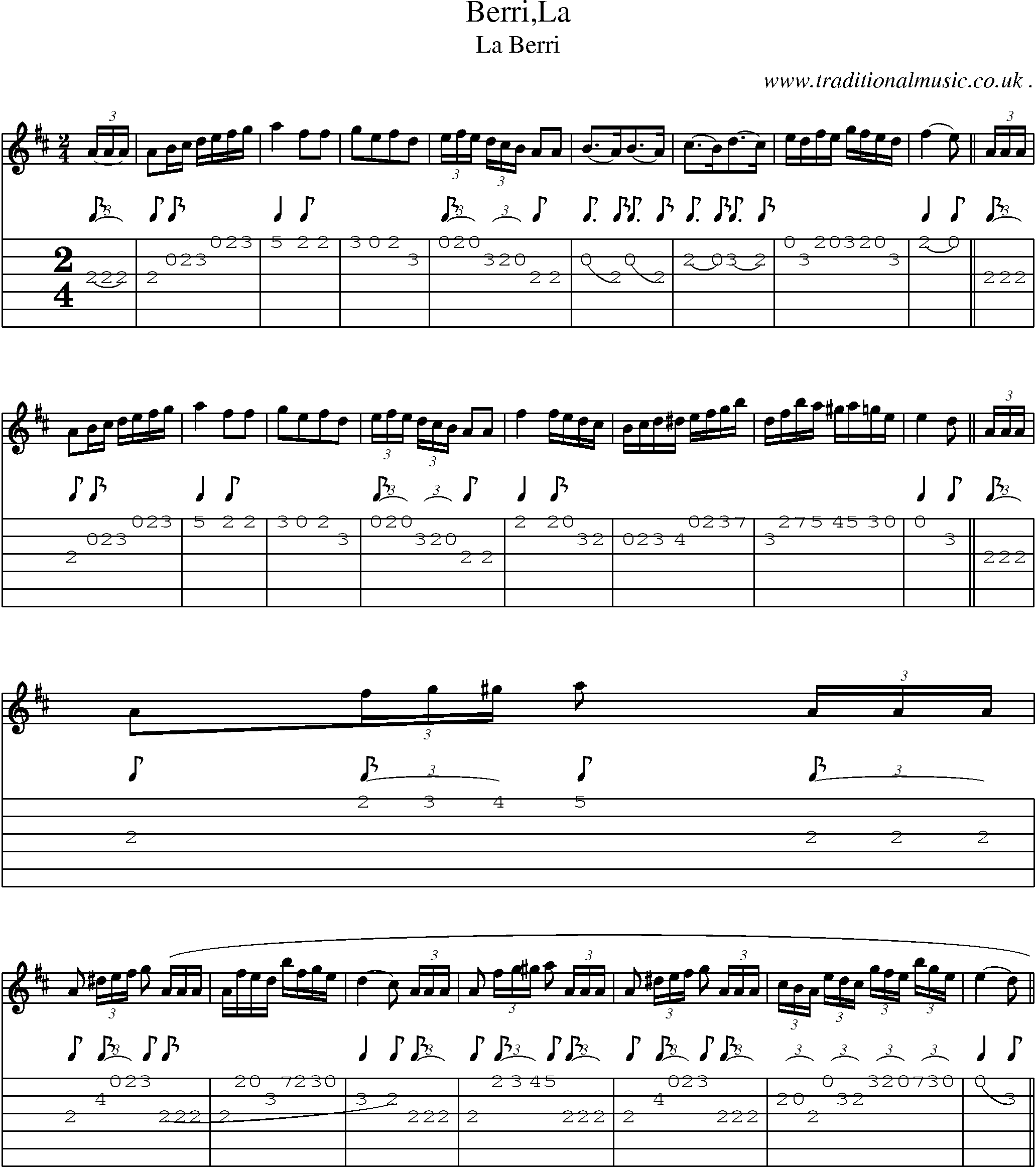 Sheet-Music and Guitar Tabs for Berrila