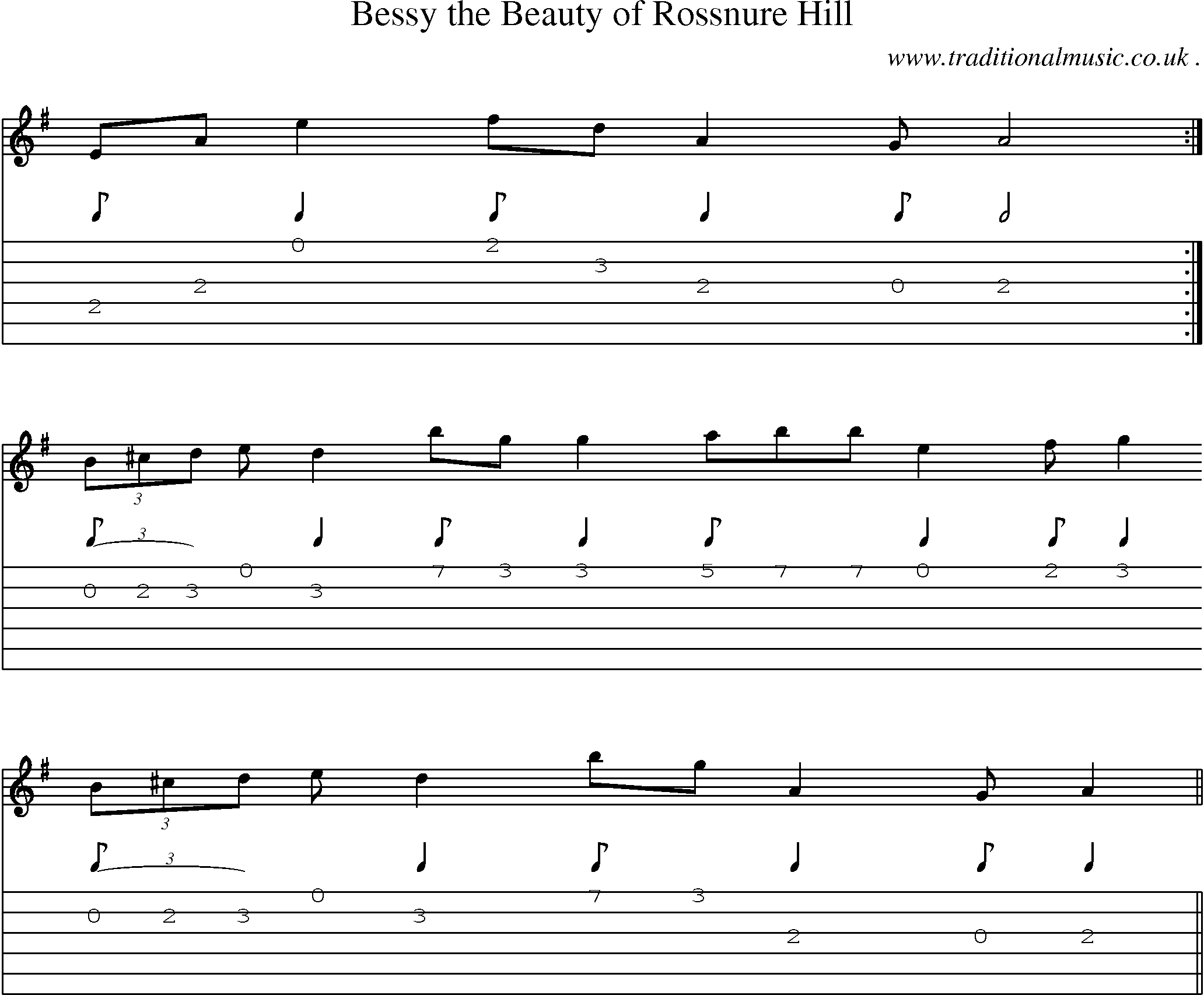 Sheet-Music and Guitar Tabs for Bessy The Beauty Of Rossnure Hill