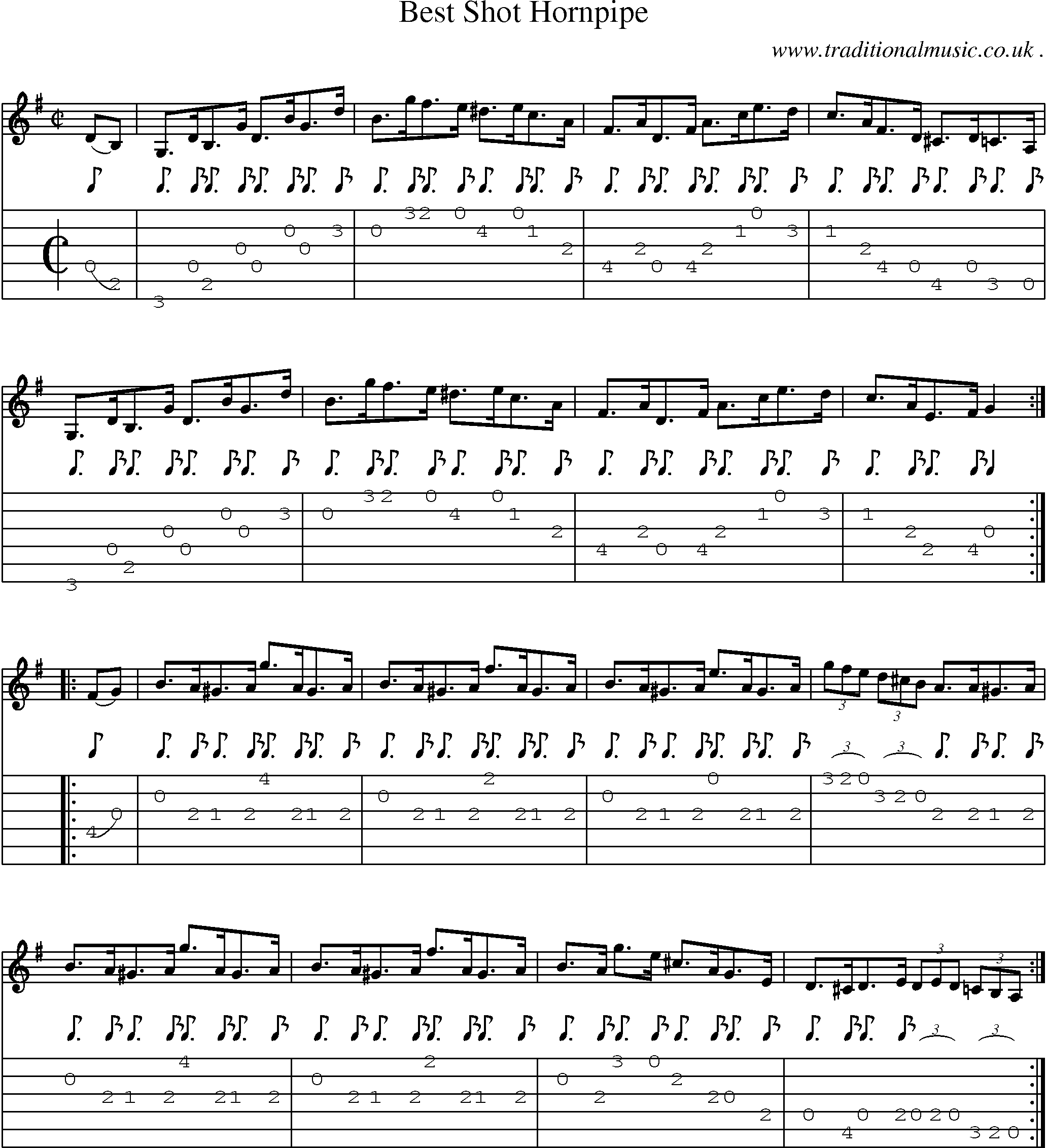 Sheet-Music and Guitar Tabs for Best Shot Hornpipe