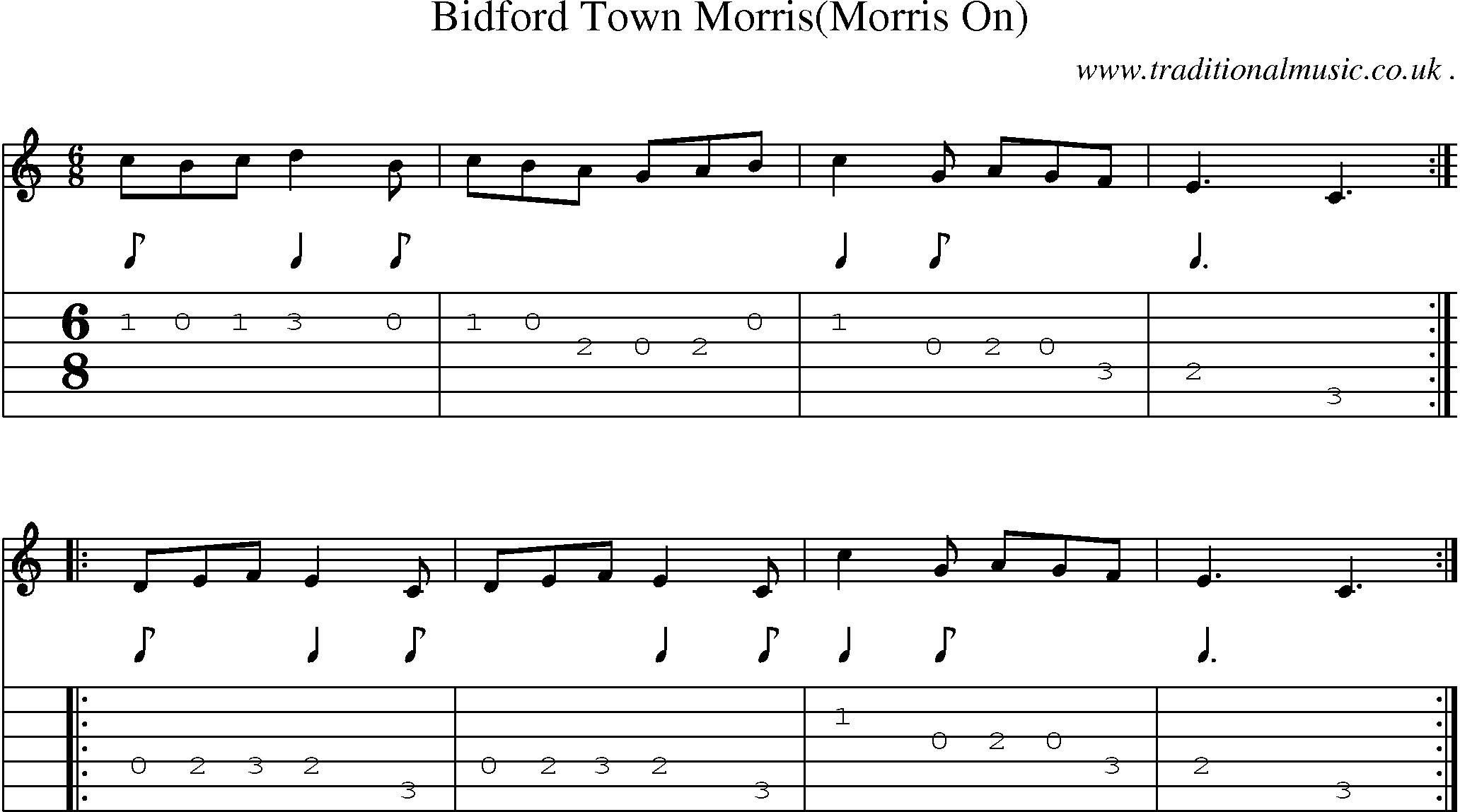 Sheet-Music and Guitar Tabs for Bidford Town Morris (morris On) (