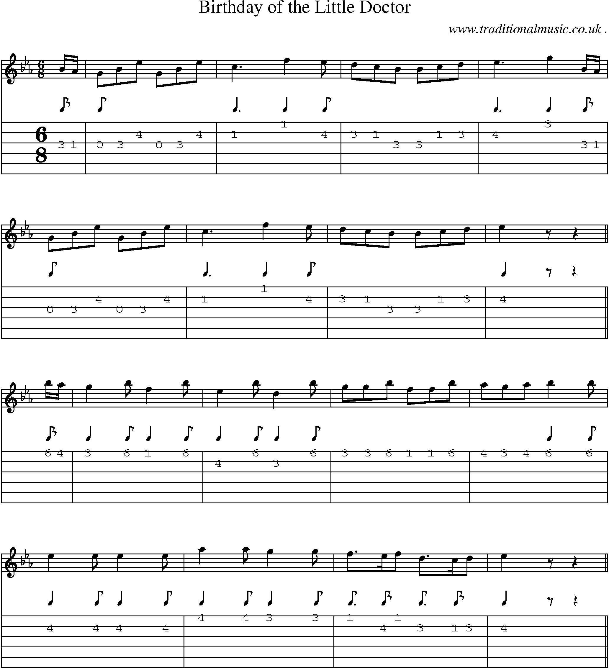 Sheet-Music and Guitar Tabs for Birthday Of The Little Doctor