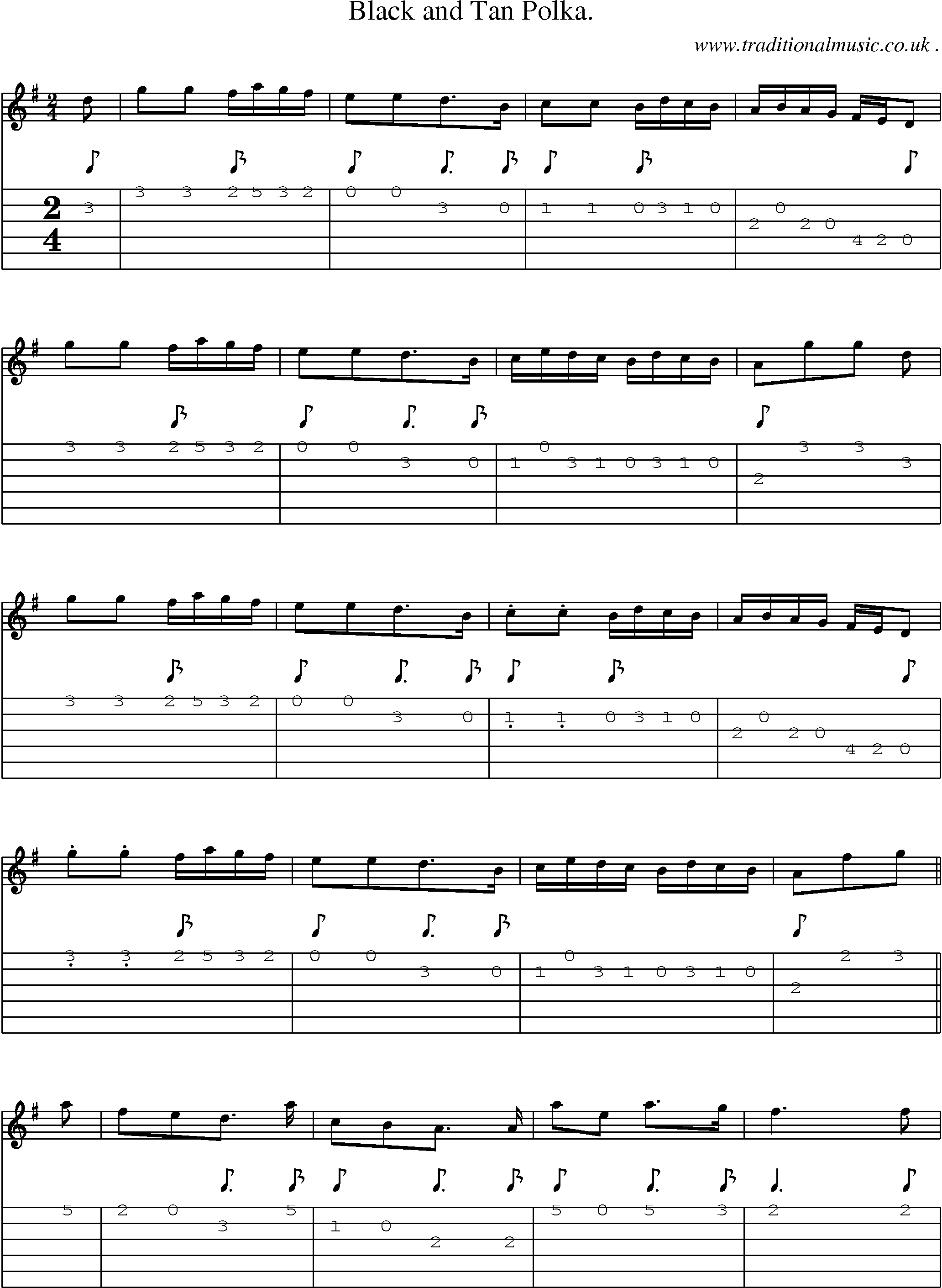 Sheet-Music and Guitar Tabs for Black And Tan Polka