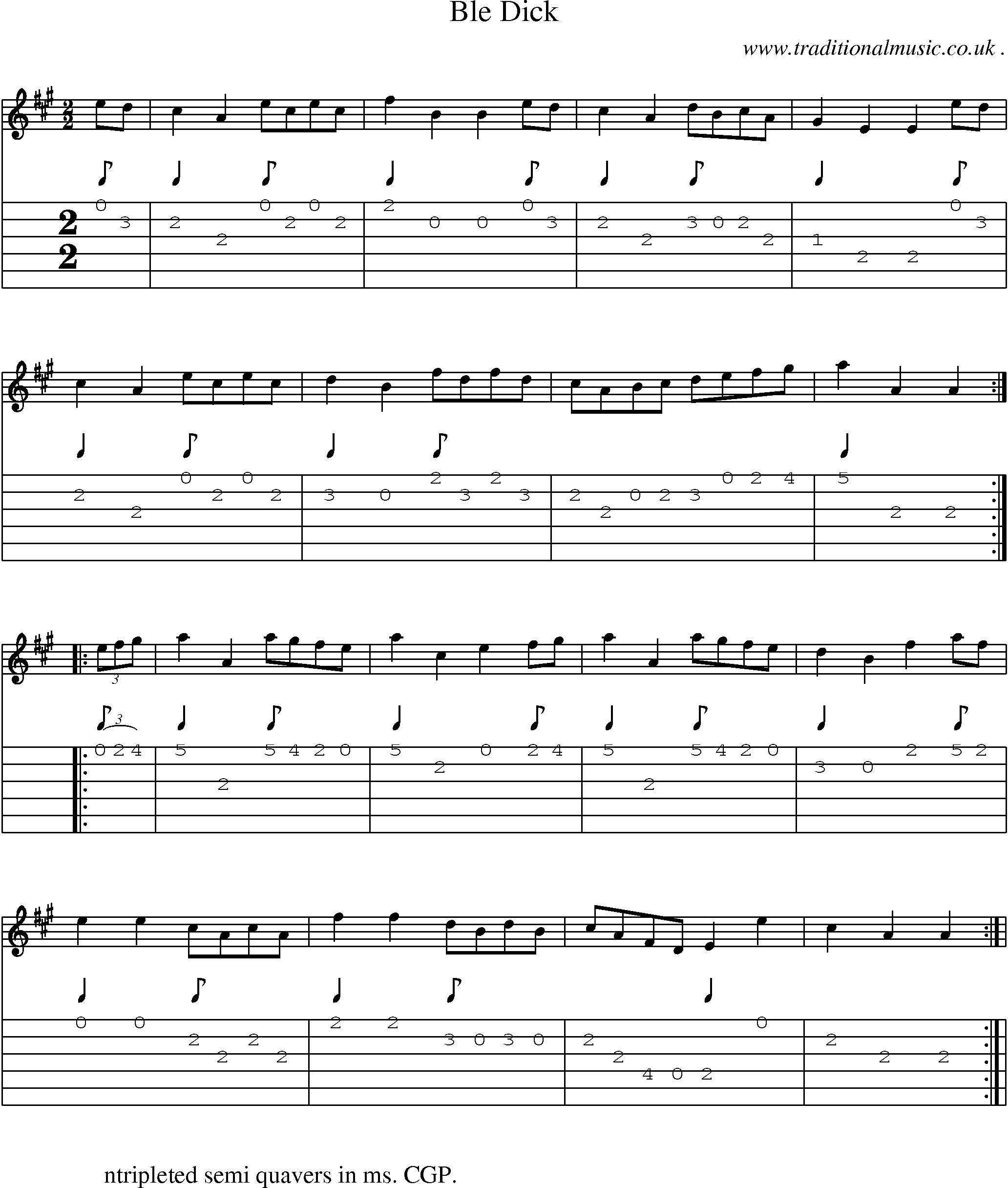 Sheet-Music and Guitar Tabs for Ble Dick