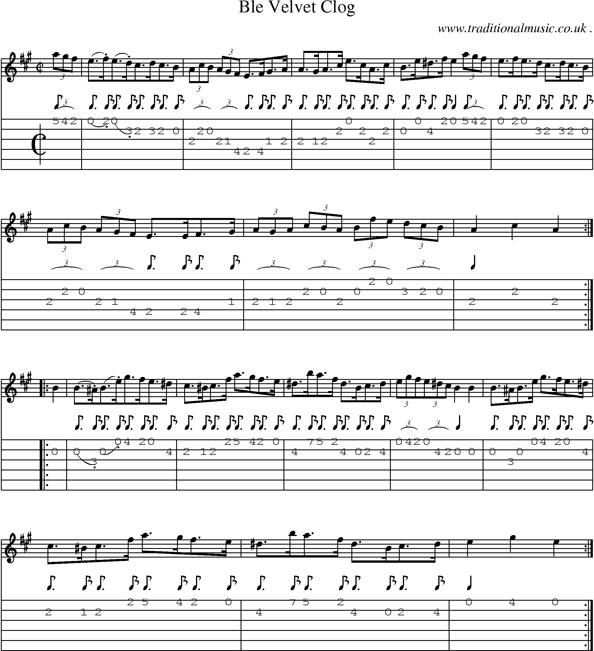 Sheet-Music and Guitar Tabs for Ble Velvet Clog