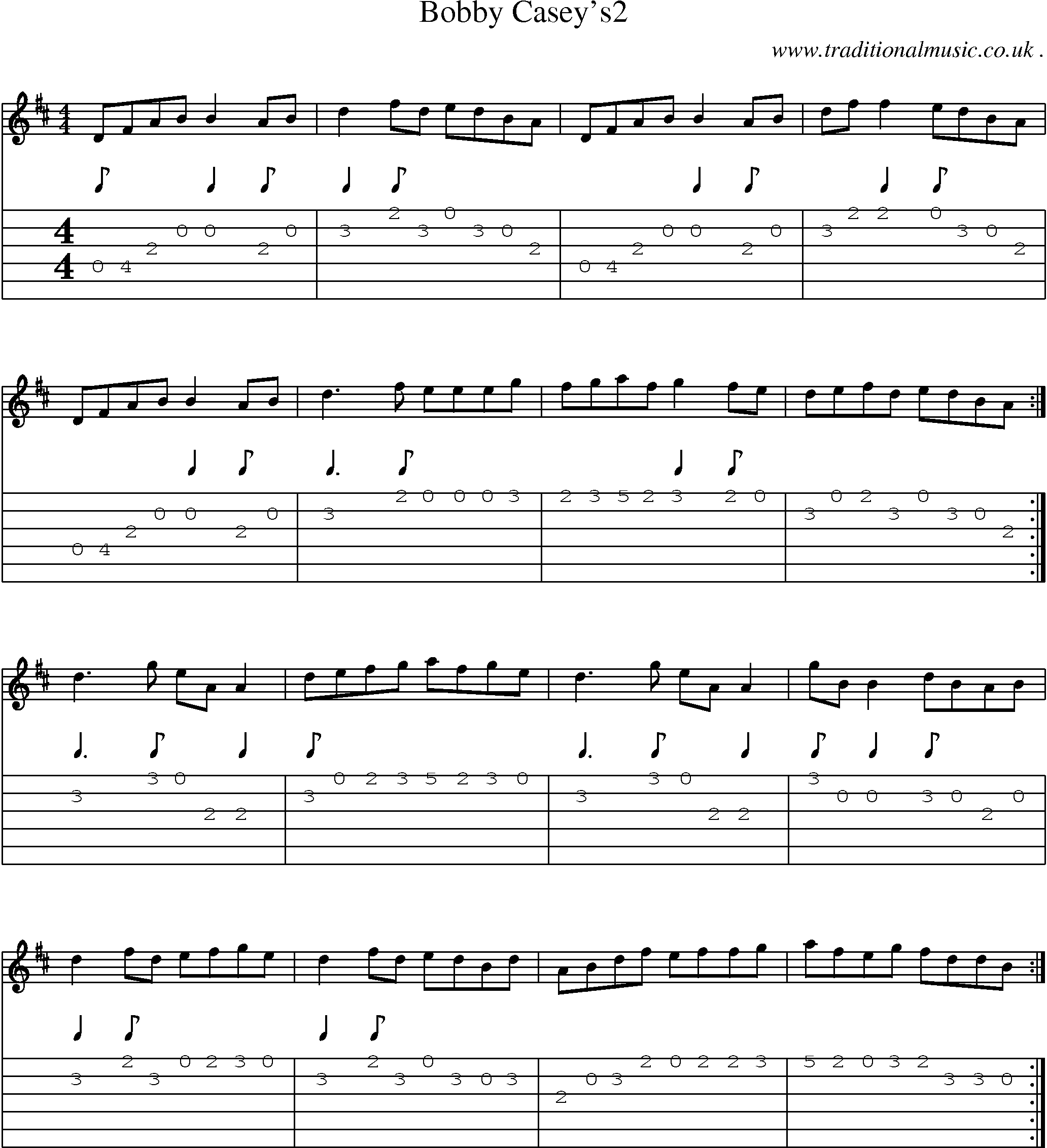 Sheet-Music and Guitar Tabs for Bobby Caseys2