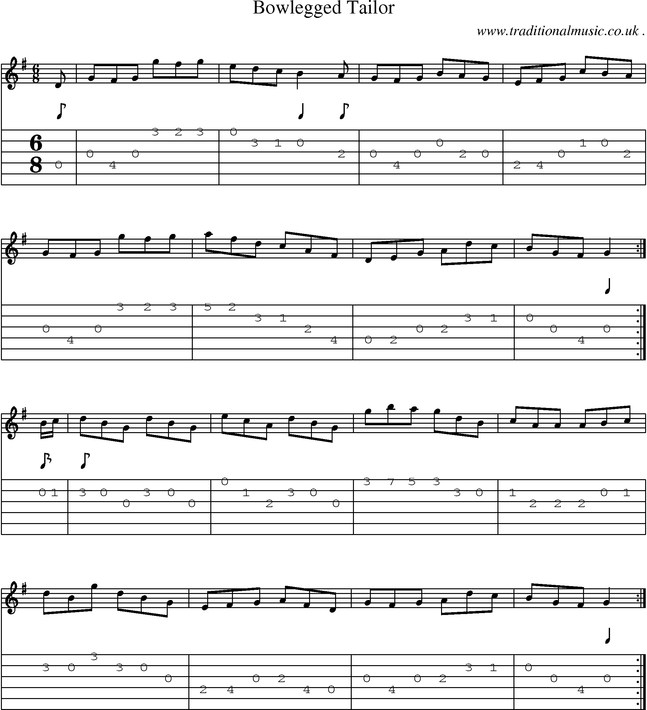 Sheet-Music and Guitar Tabs for Bowlegged Tailor