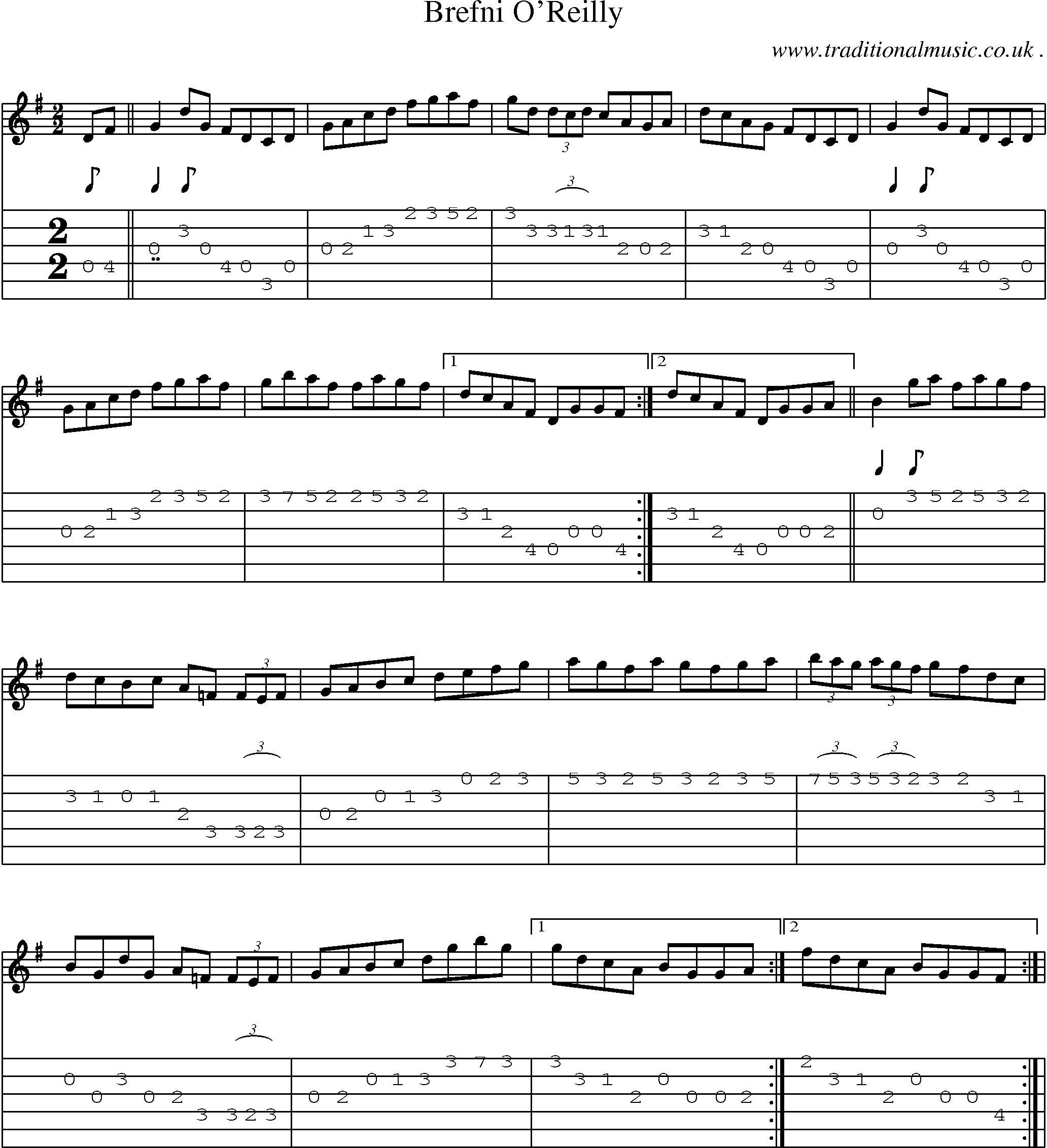 Sheet-Music and Guitar Tabs for Brefni Oreilly