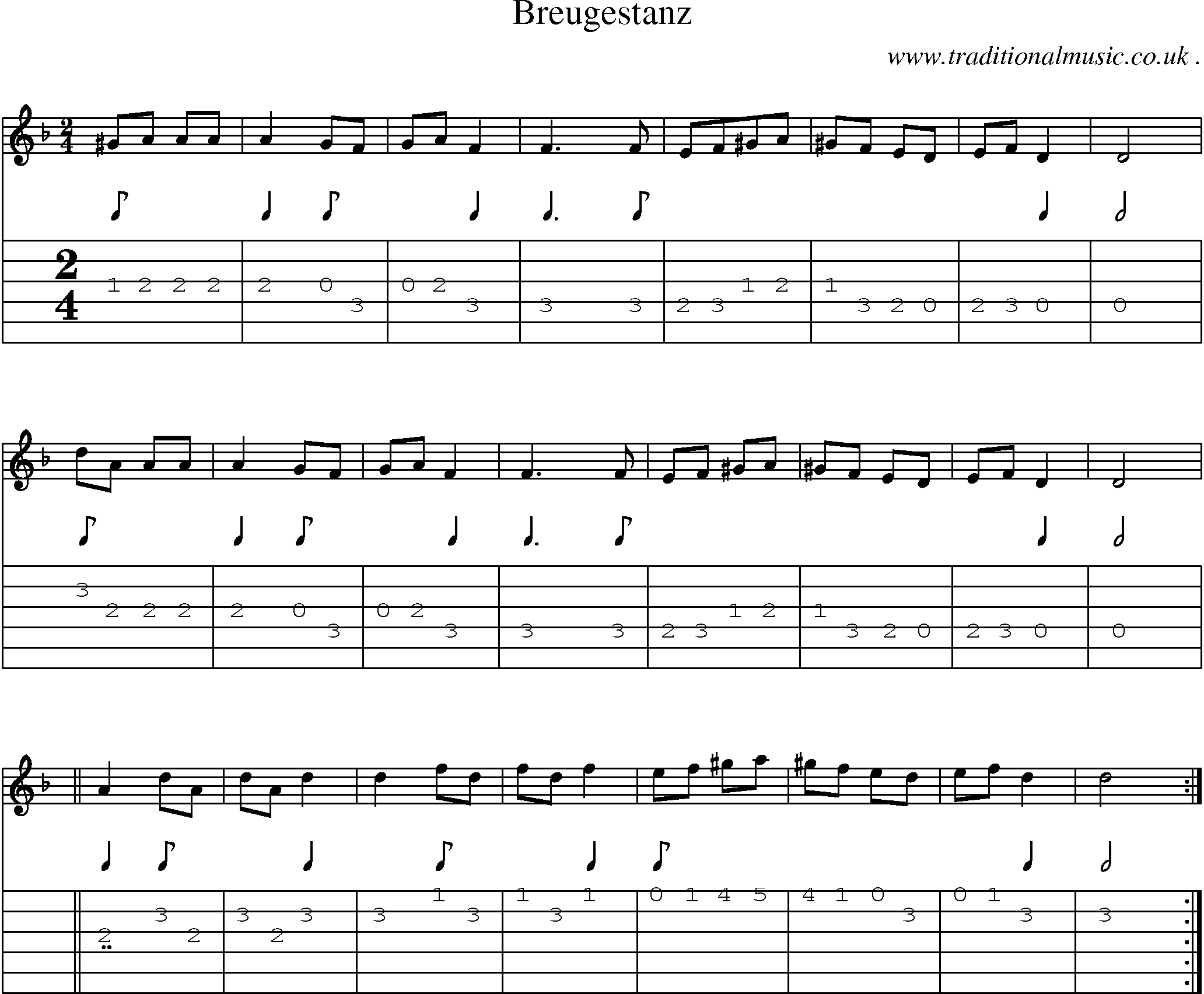 Sheet-Music and Guitar Tabs for Breugestanz