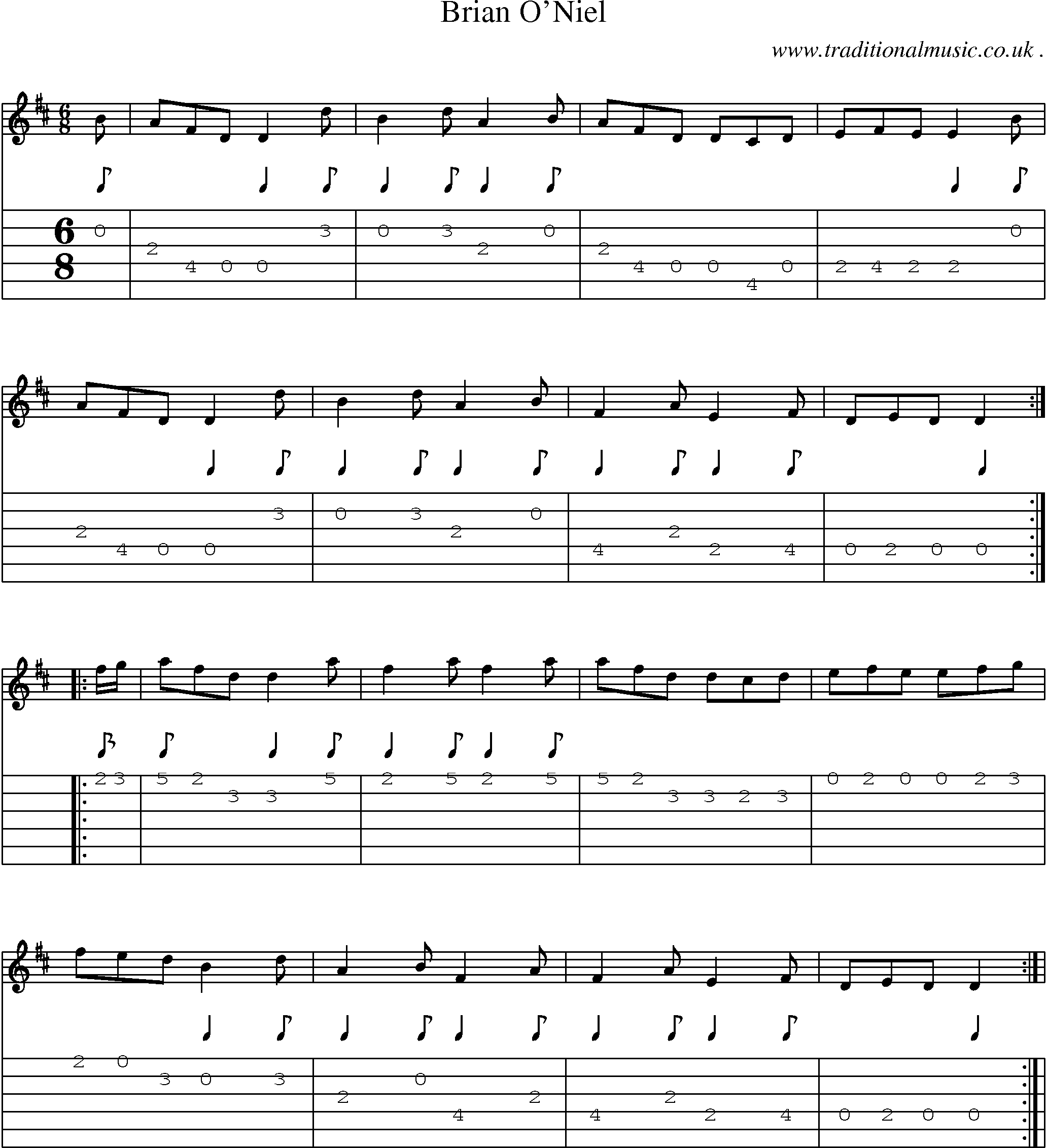 Sheet-Music and Guitar Tabs for Brian Oniel