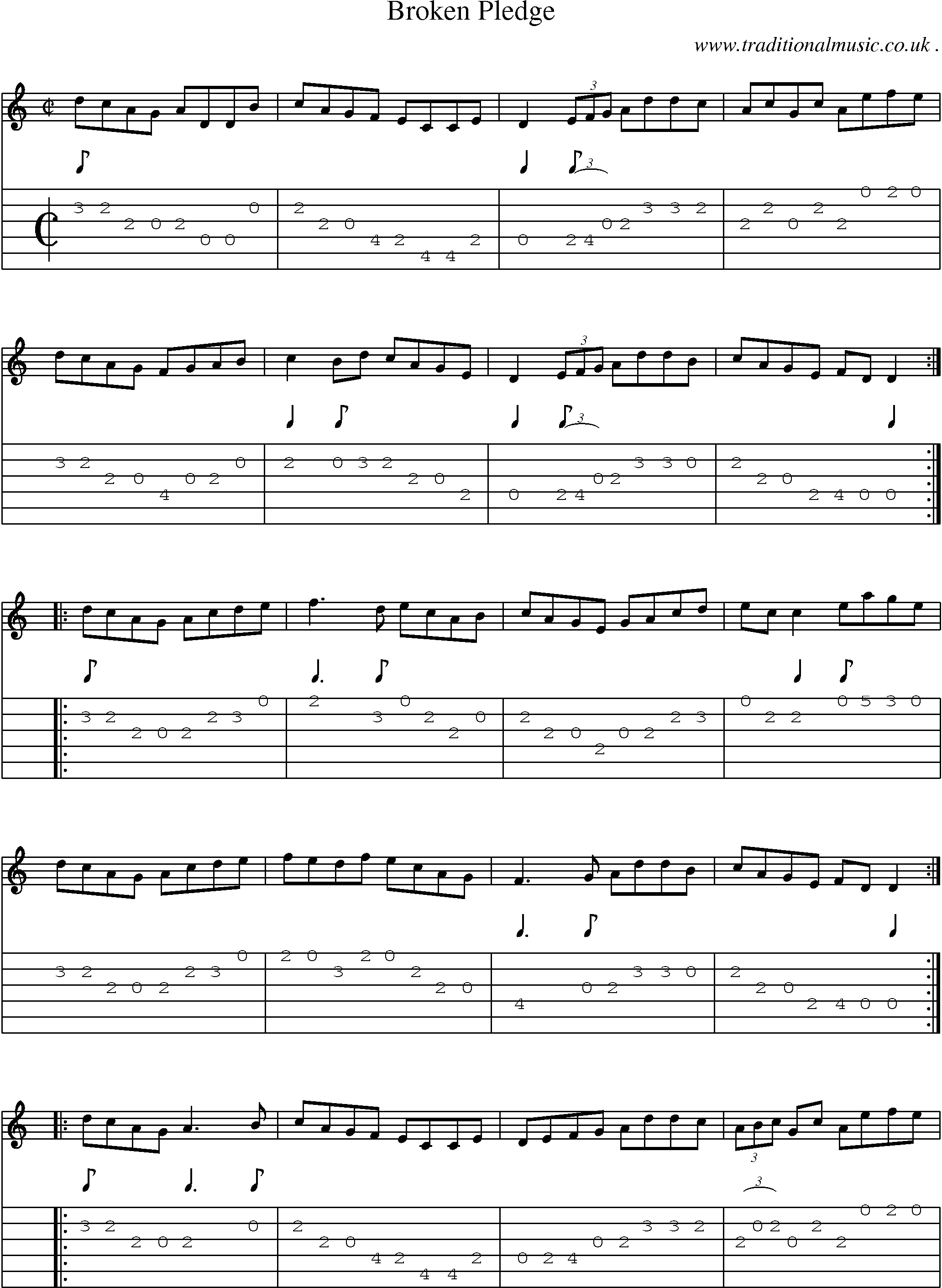 Sheet-Music and Guitar Tabs for Broken Pledge