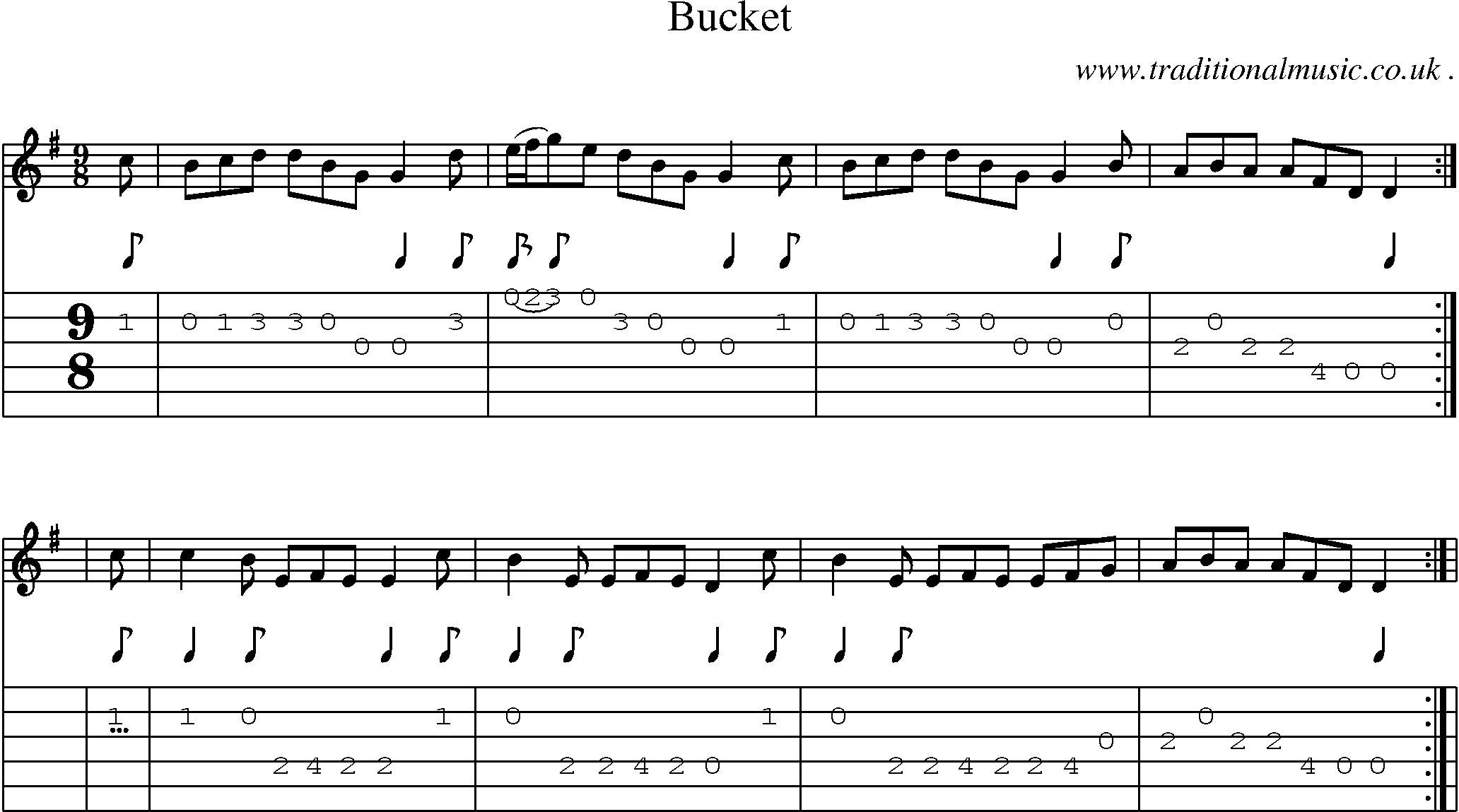 Sheet-Music and Guitar Tabs for Bucket
