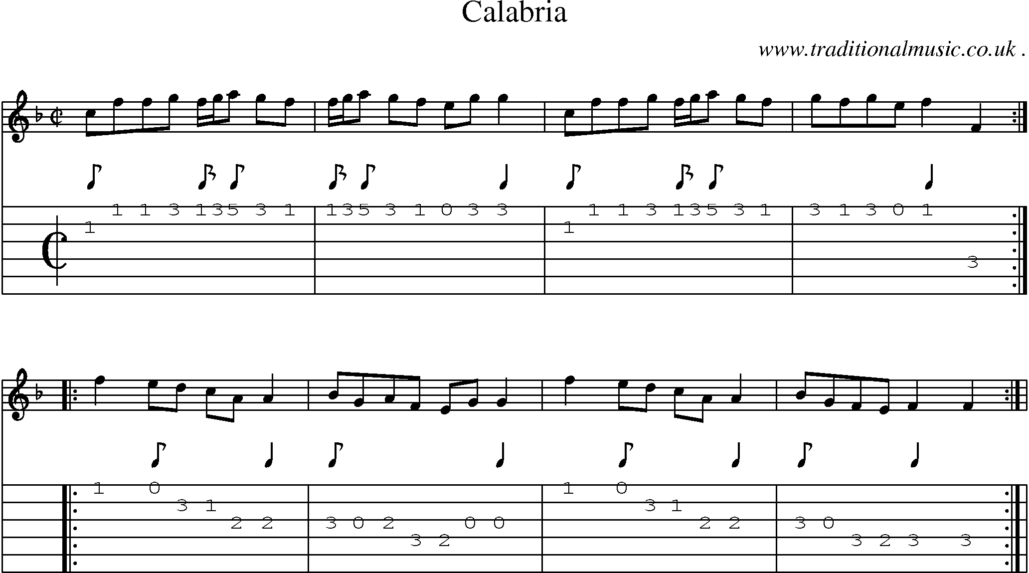 Sheet-Music and Guitar Tabs for Calabria