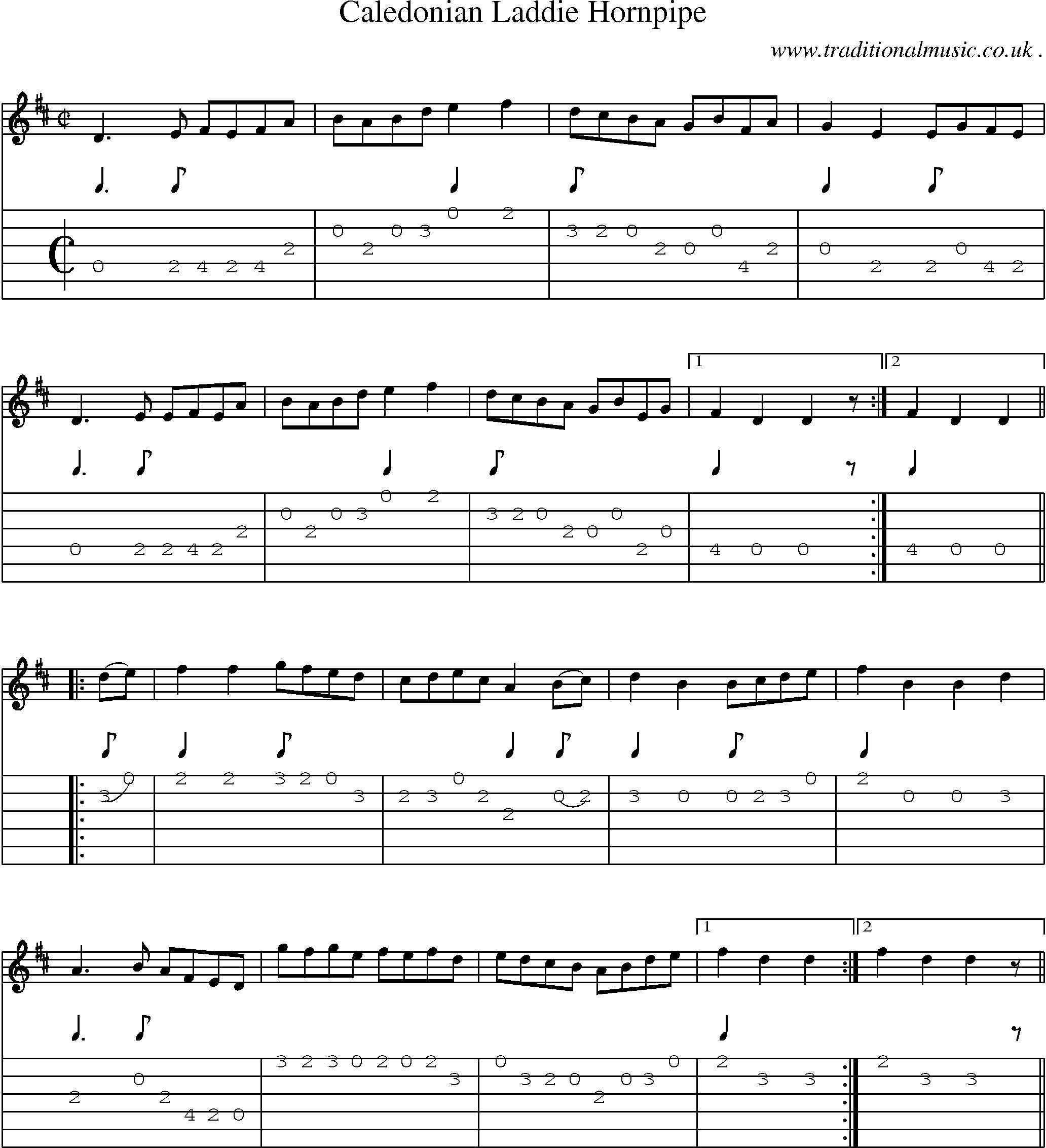 Sheet-Music and Guitar Tabs for Caledonian Laddie Hornpipe