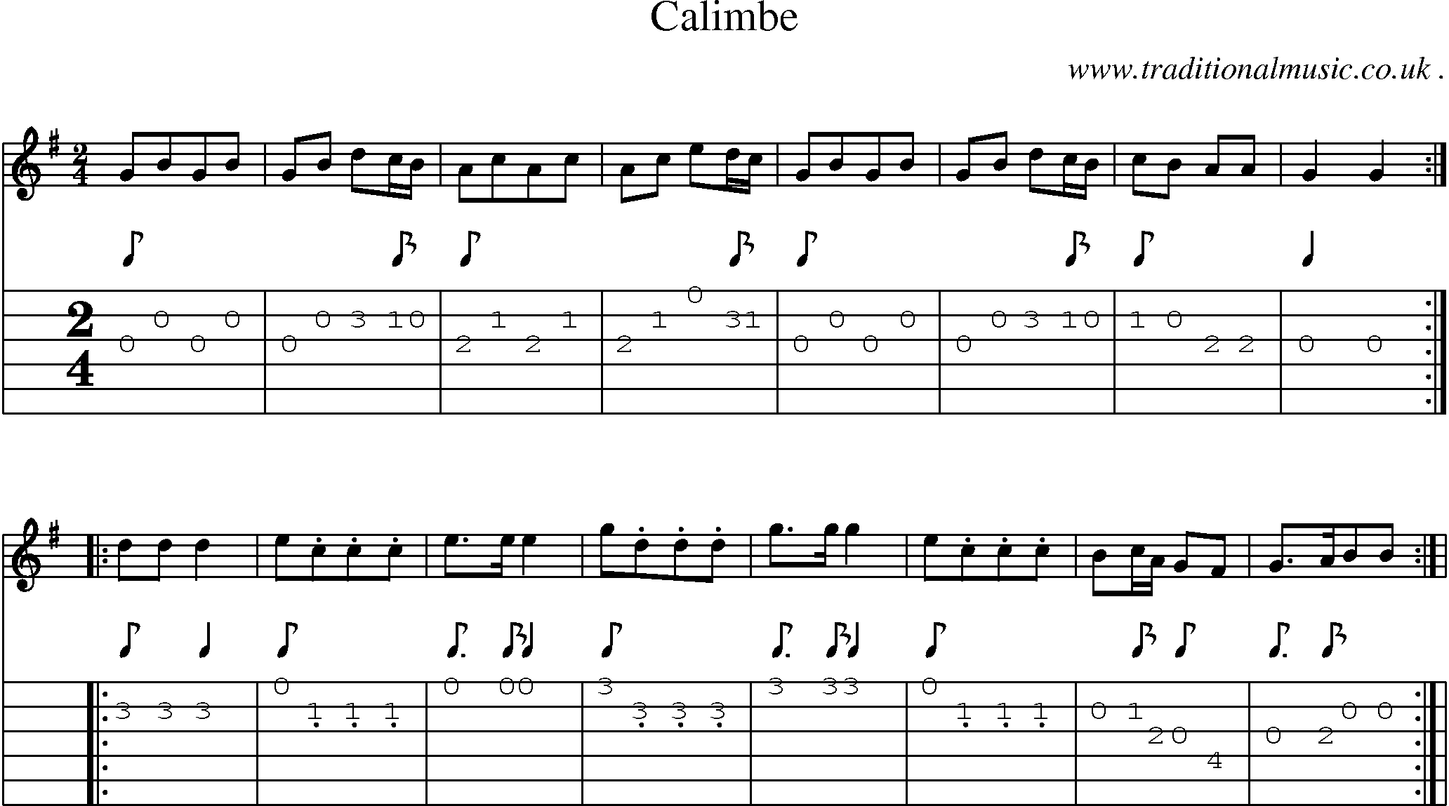 Sheet-Music and Guitar Tabs for Calimbe