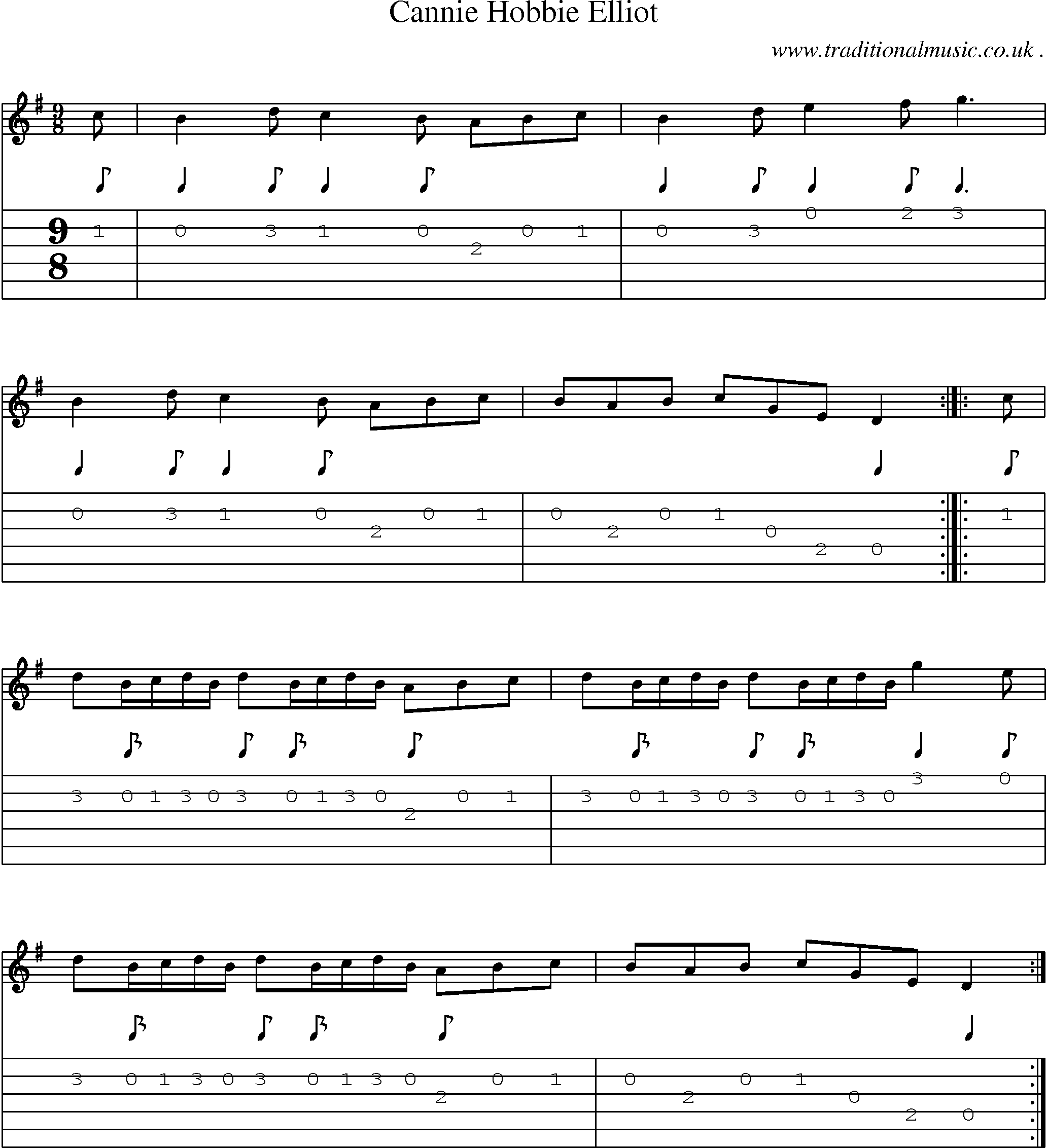 Sheet-Music and Guitar Tabs for Cannie Hobbie Elliot