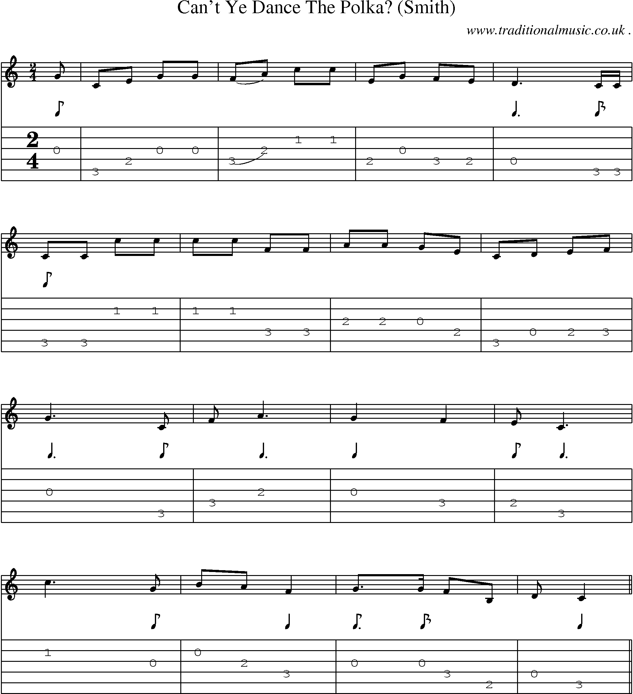 Sheet-Music and Guitar Tabs for Cant Ye Dance The Polka (smith)