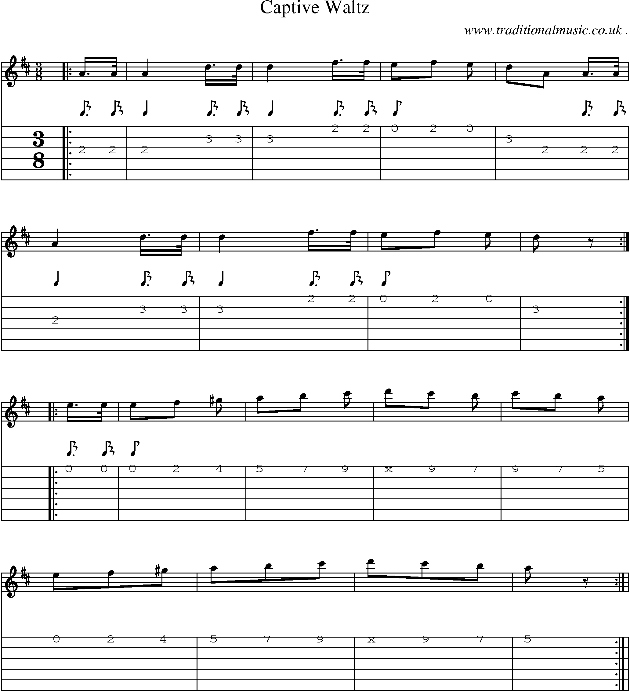 Sheet-Music and Guitar Tabs for Captive Waltz