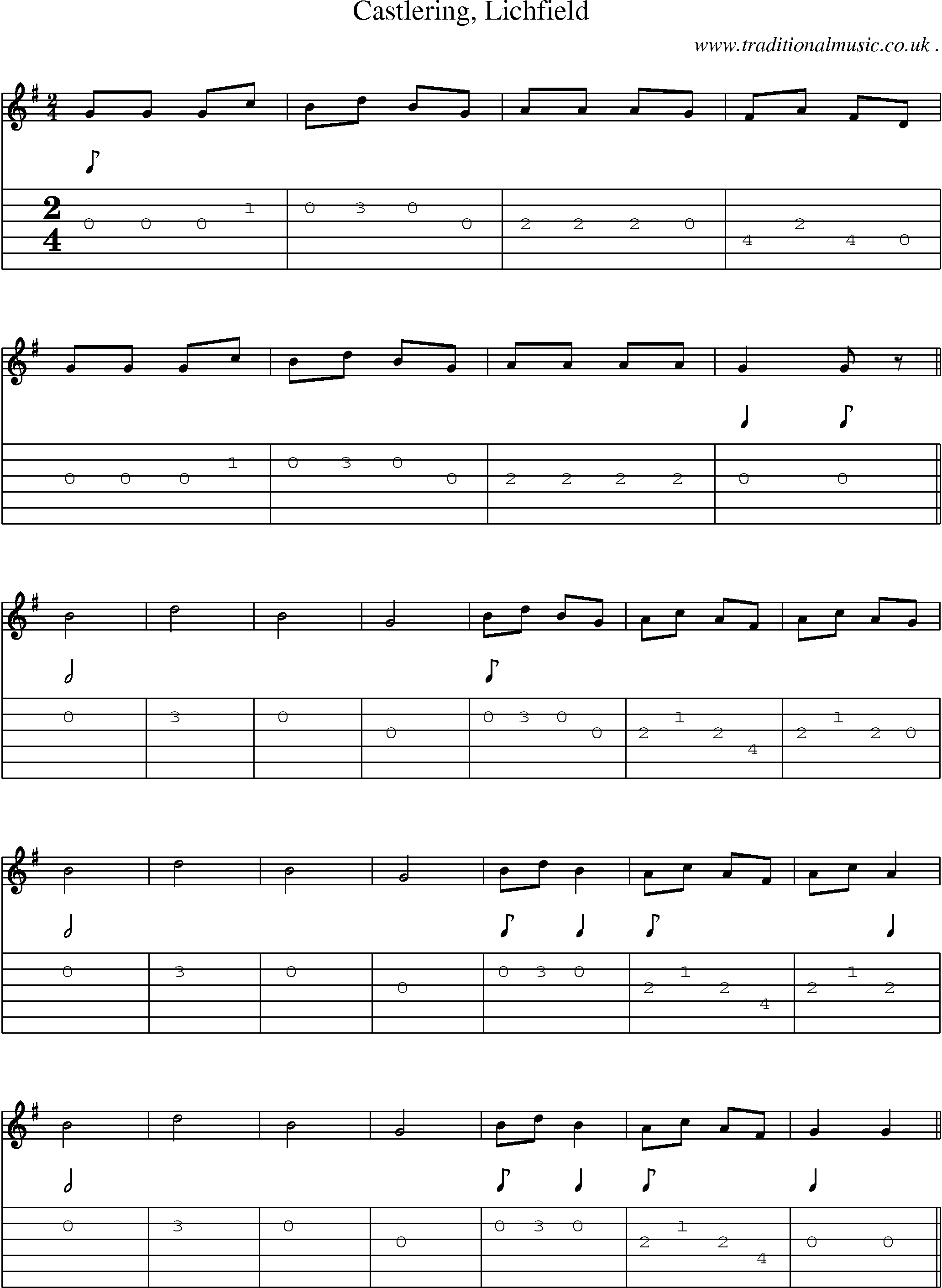 Sheet-Music and Guitar Tabs for Castlering Lichfield