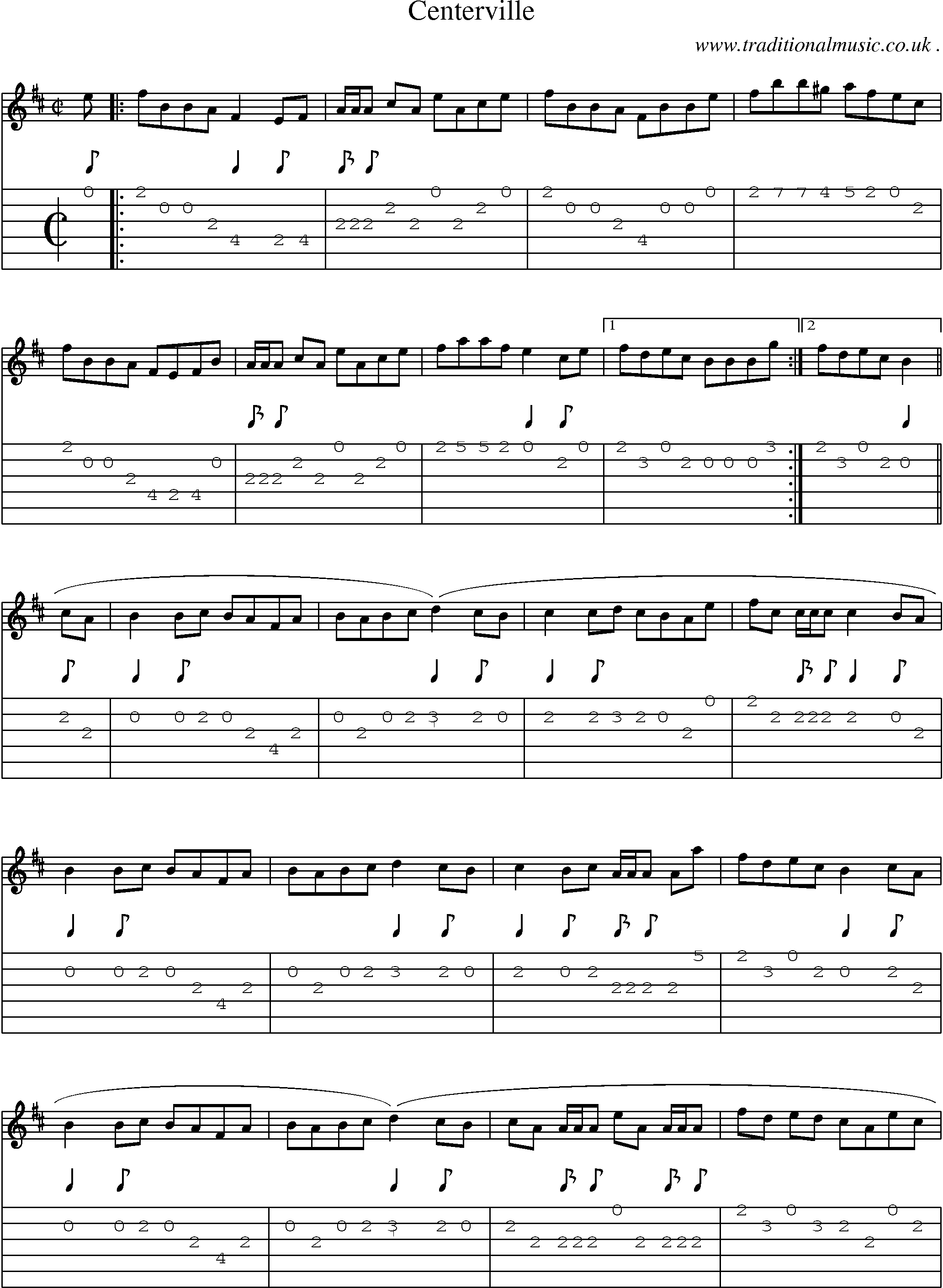 Sheet-Music and Guitar Tabs for Centerville