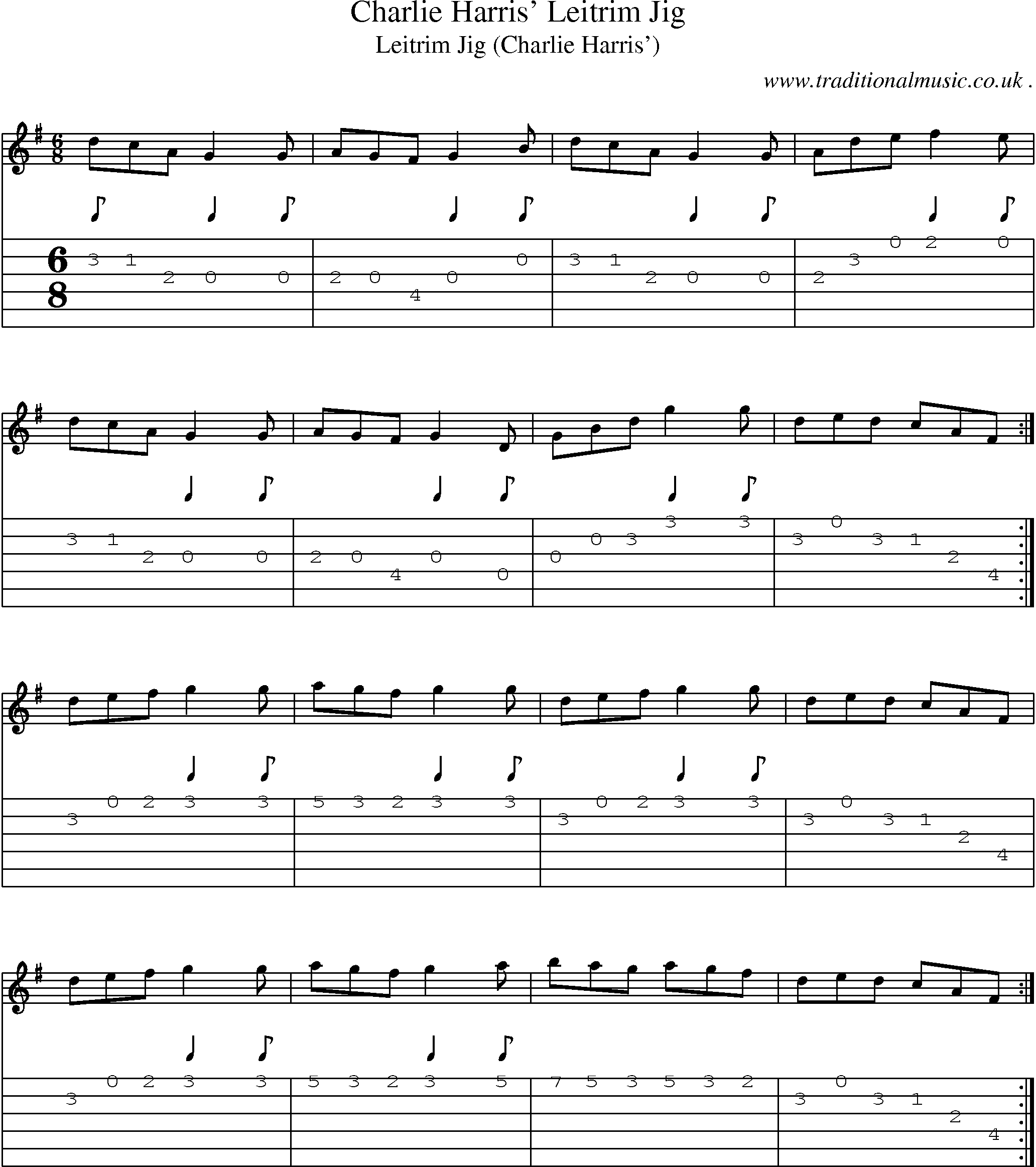 Sheet-Music and Guitar Tabs for Charlie Harris Leitrim Jig