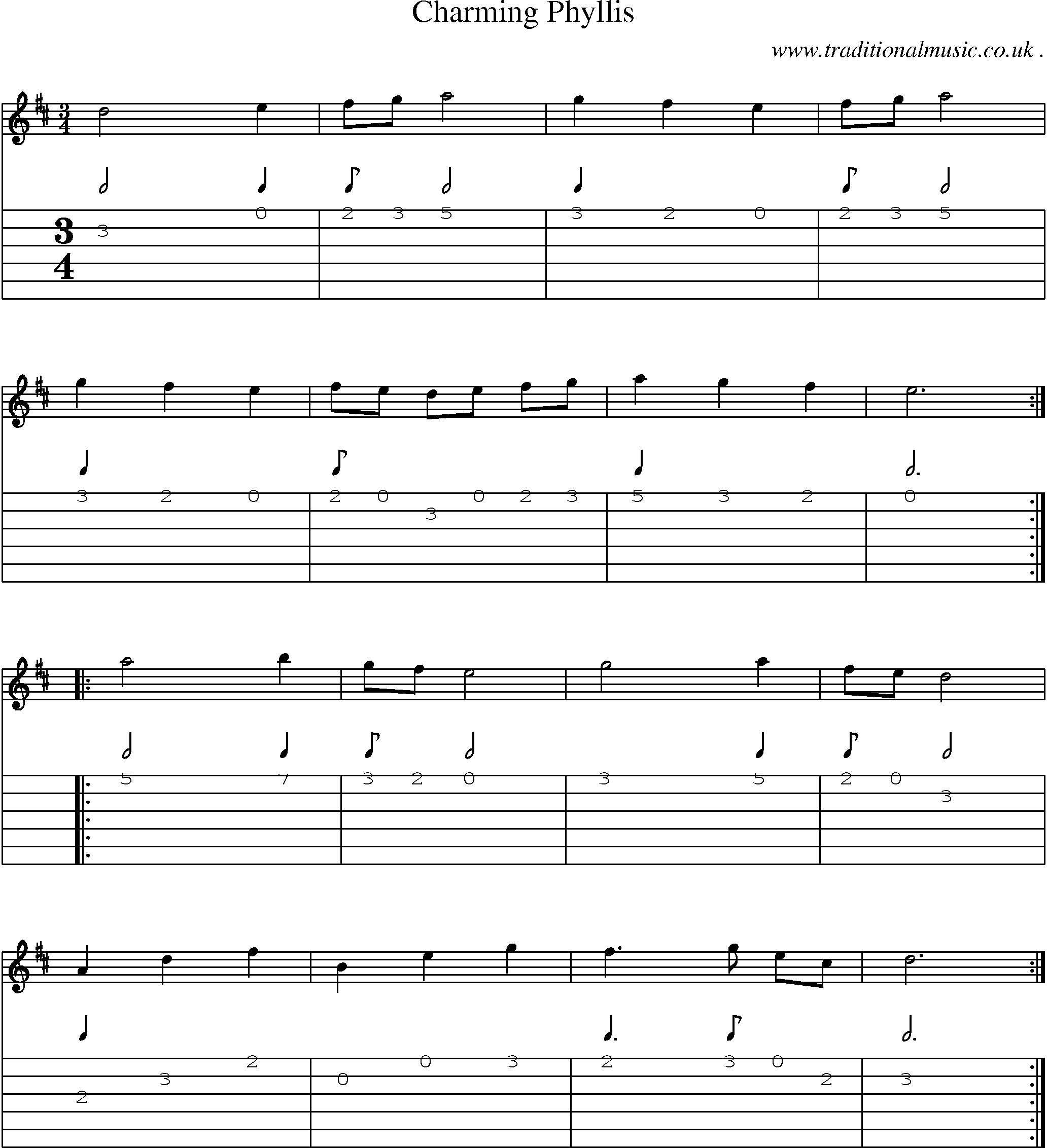 Sheet-Music and Guitar Tabs for Charming Phyllis