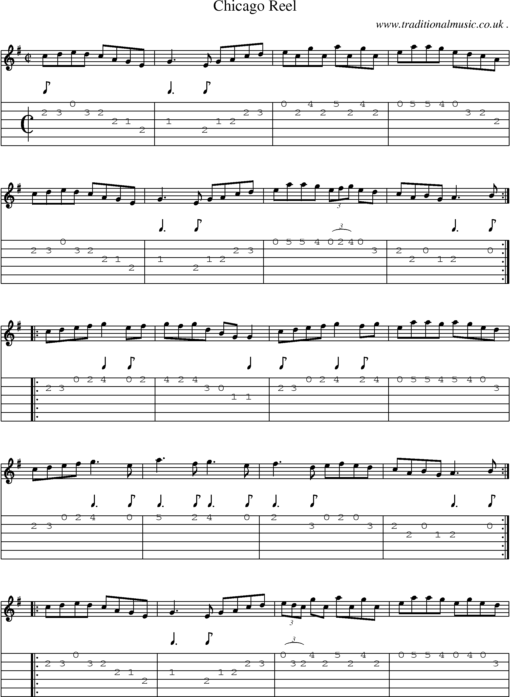Sheet-Music and Guitar Tabs for Chicago Reel