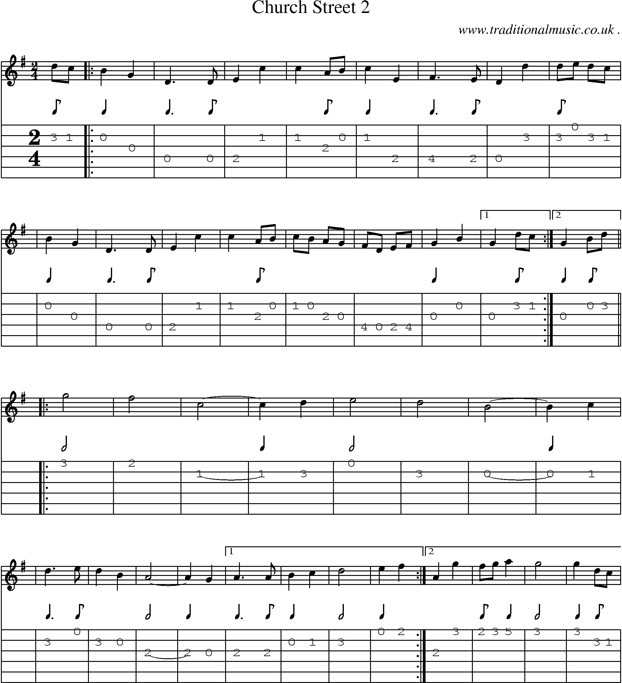 Sheet-Music and Guitar Tabs for Church Street 2