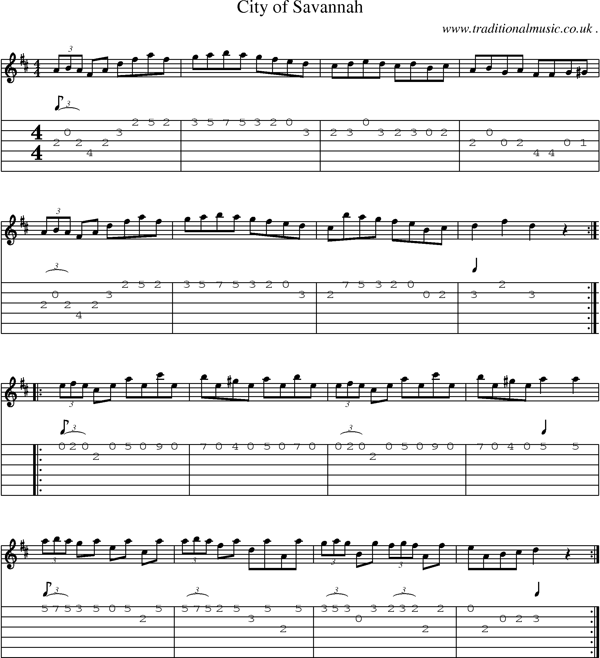 Sheet-Music and Guitar Tabs for City Of Savannah