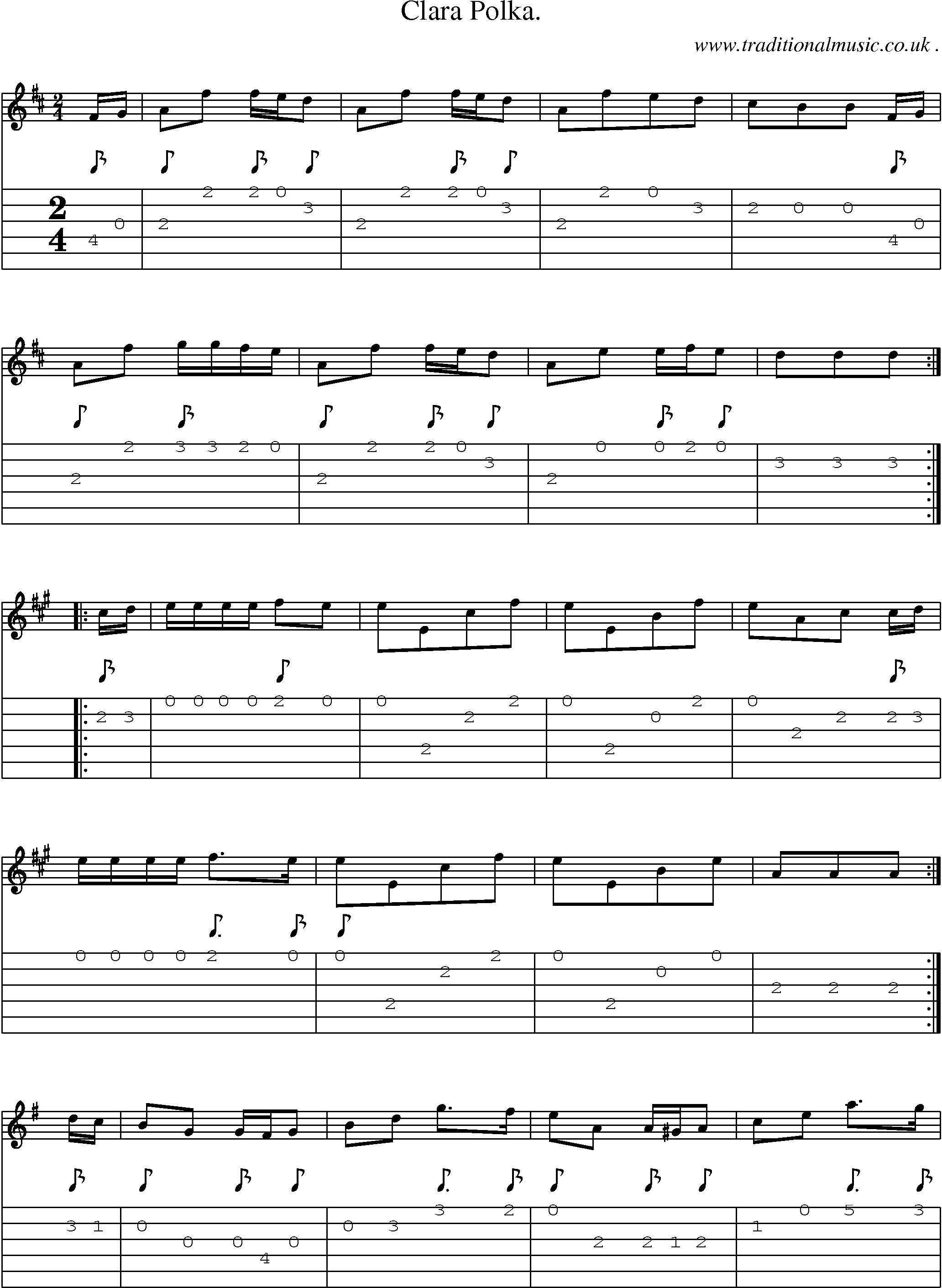 Sheet-Music and Guitar Tabs for Clara Polka