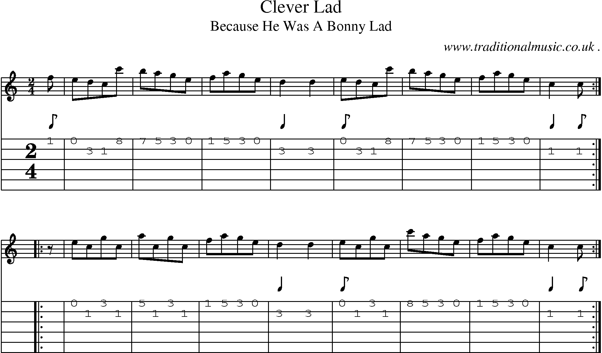 Sheet-Music and Guitar Tabs for Clever Lad