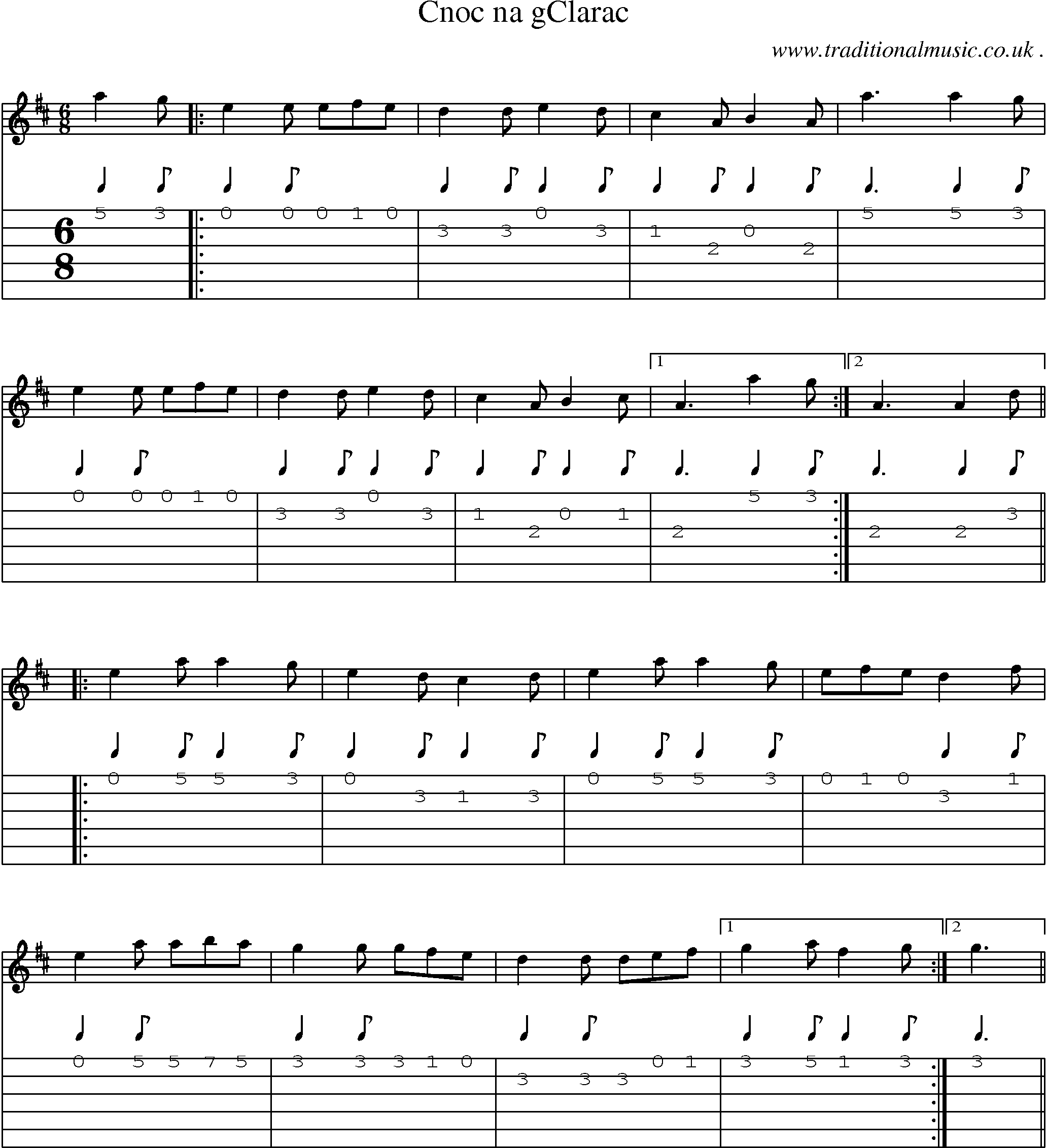 Sheet-Music and Guitar Tabs for Cnoc Na Gclarac