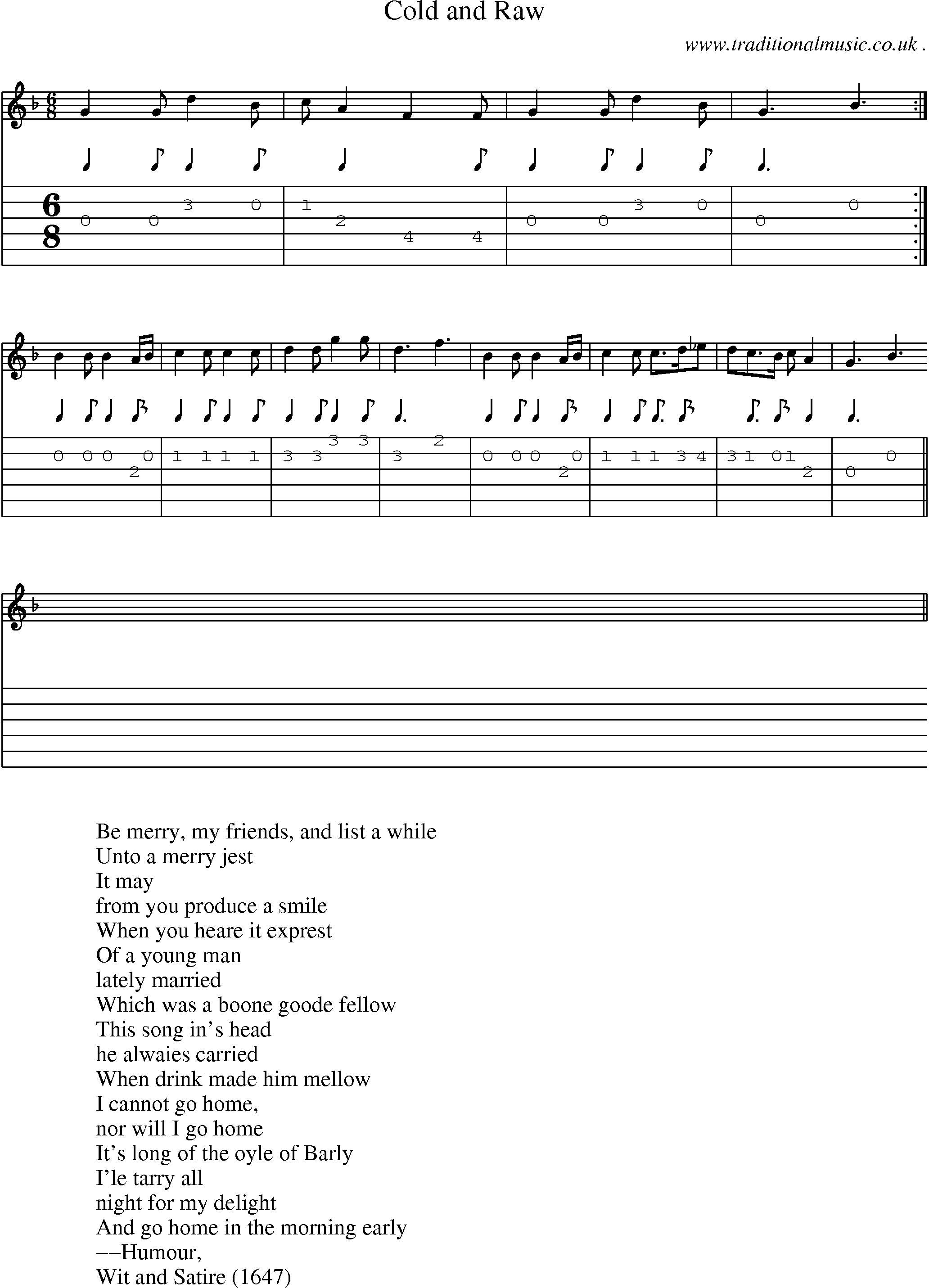 Sheet-Music and Guitar Tabs for Cold And Raw