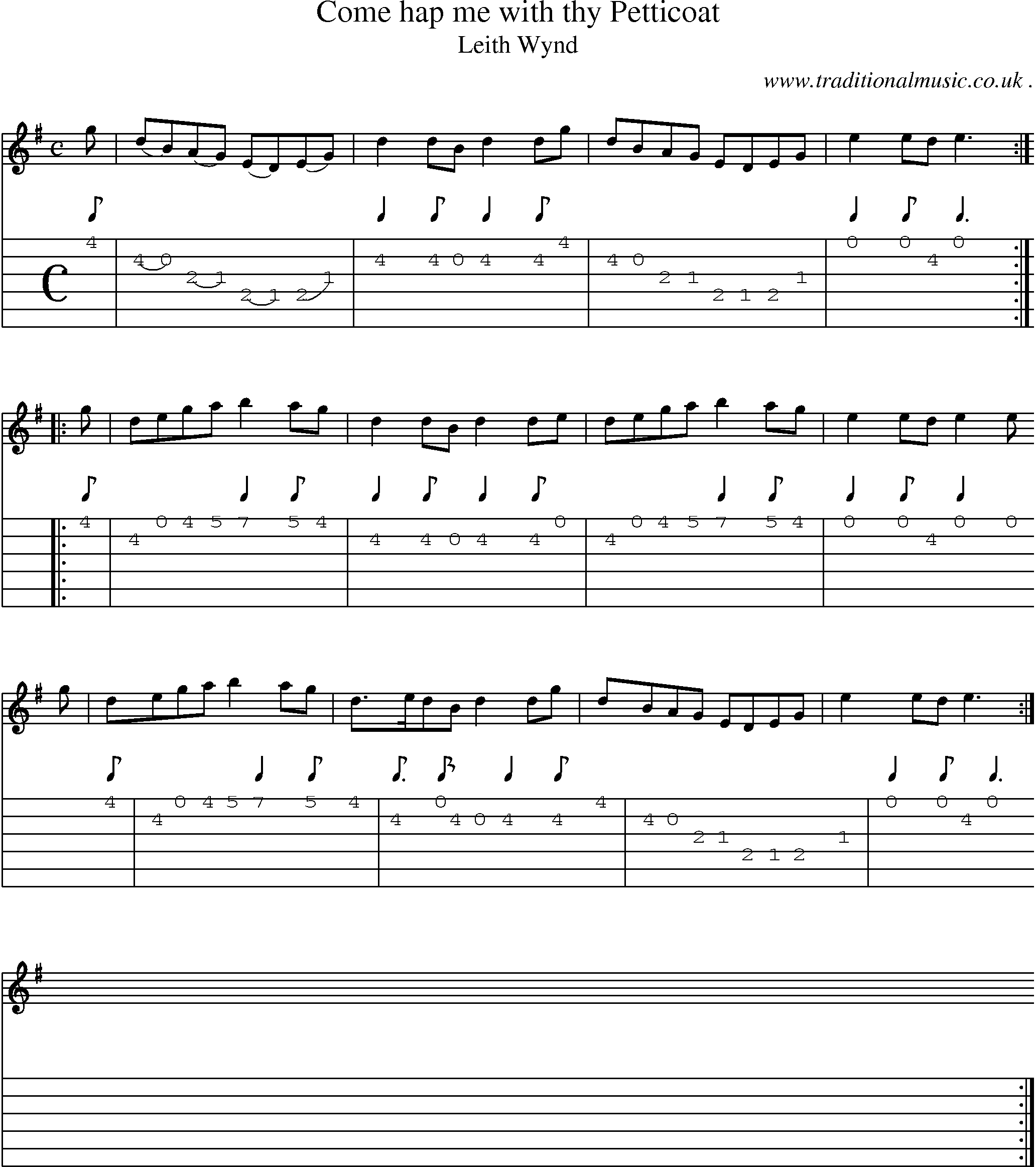 Sheet-Music and Guitar Tabs for Come Hap Me With Thy Petticoat