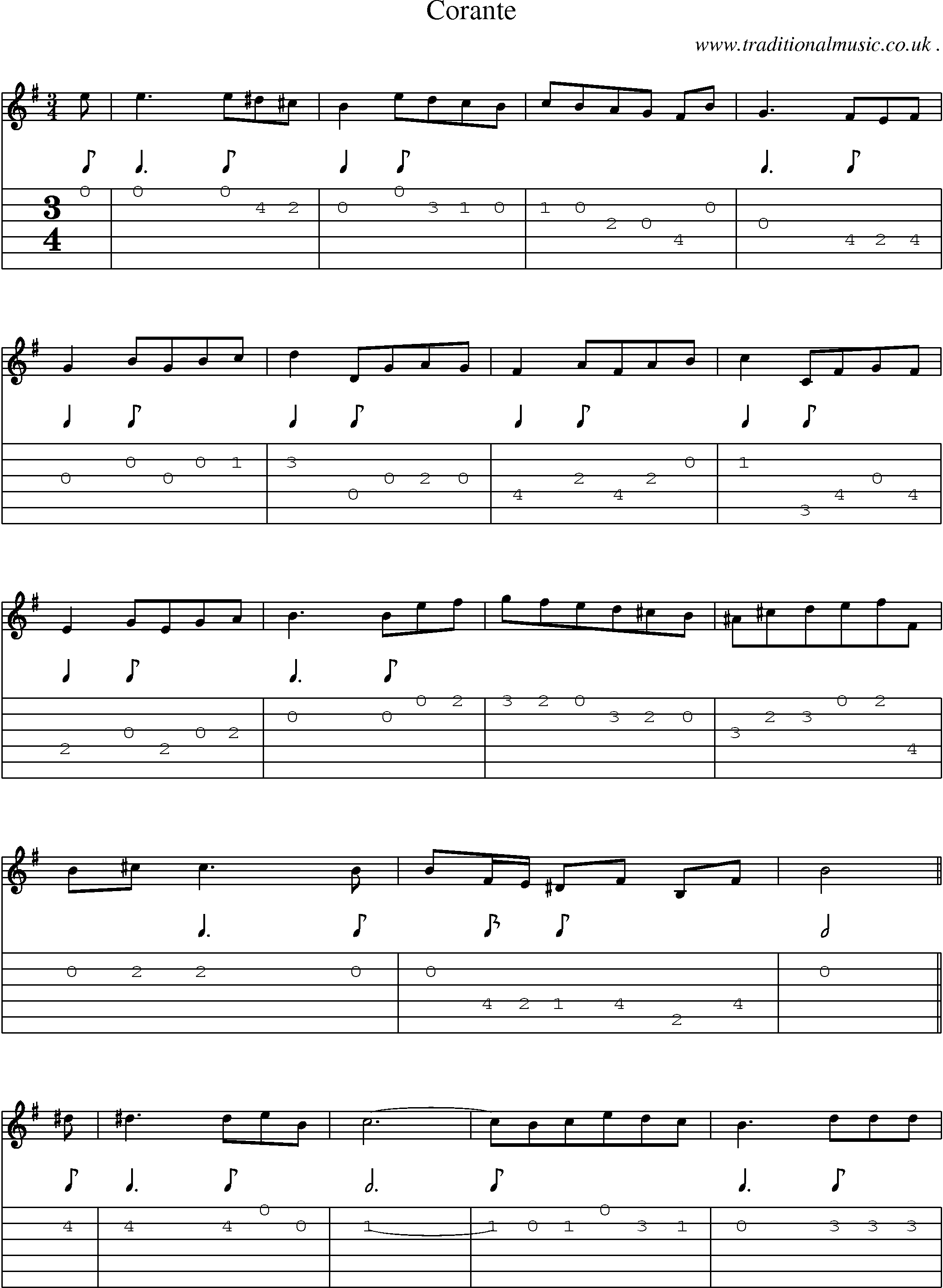 Sheet-Music and Guitar Tabs for Corante