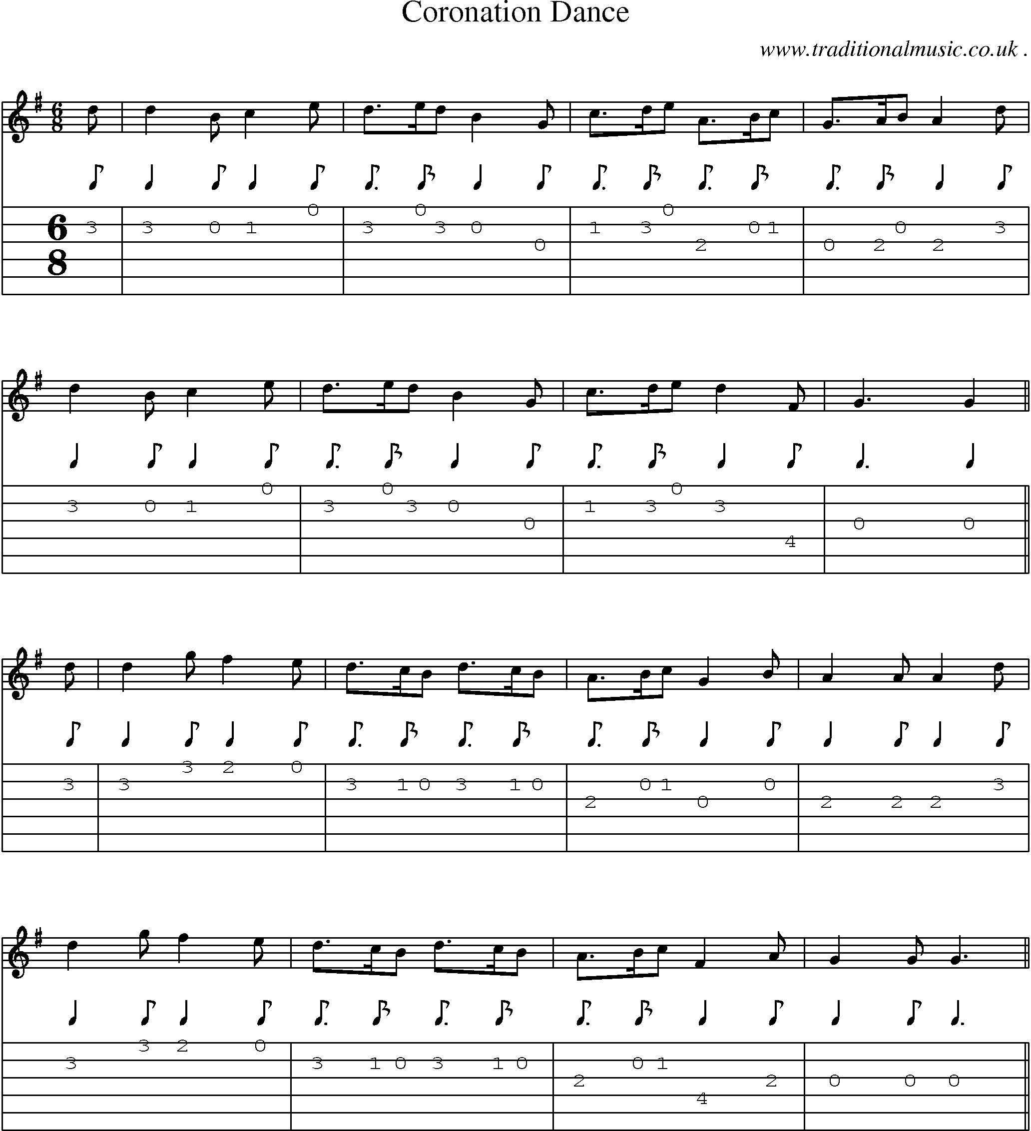 Sheet-Music and Guitar Tabs for Coronation Dance