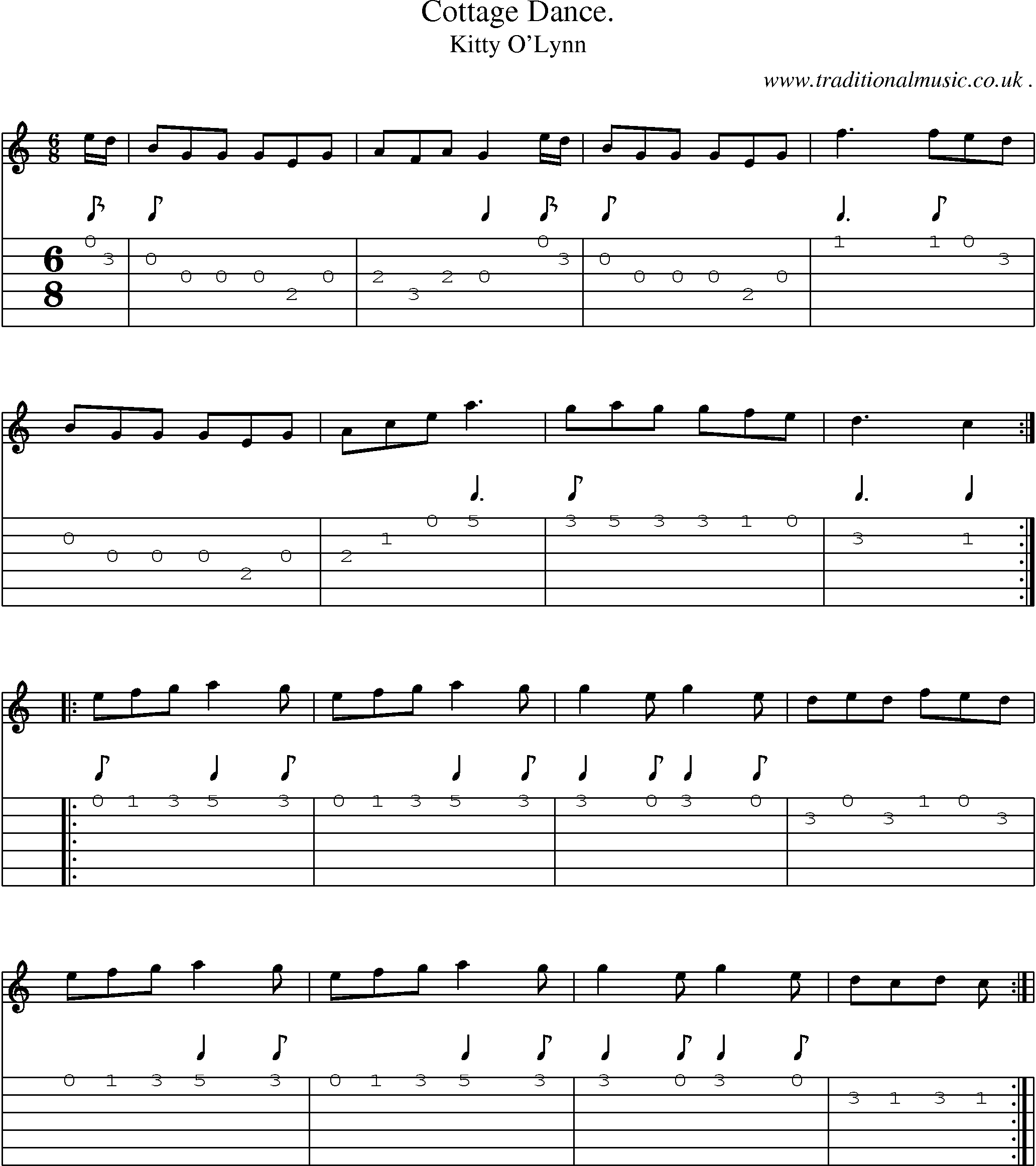 Sheet-Music and Guitar Tabs for Cottage Dance