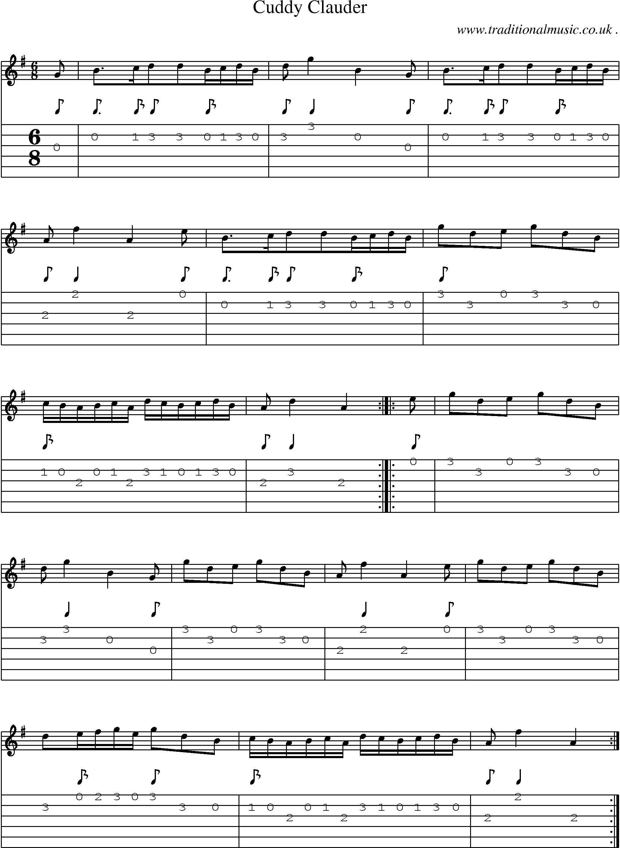 Sheet-Music and Guitar Tabs for Cuddy Clauder