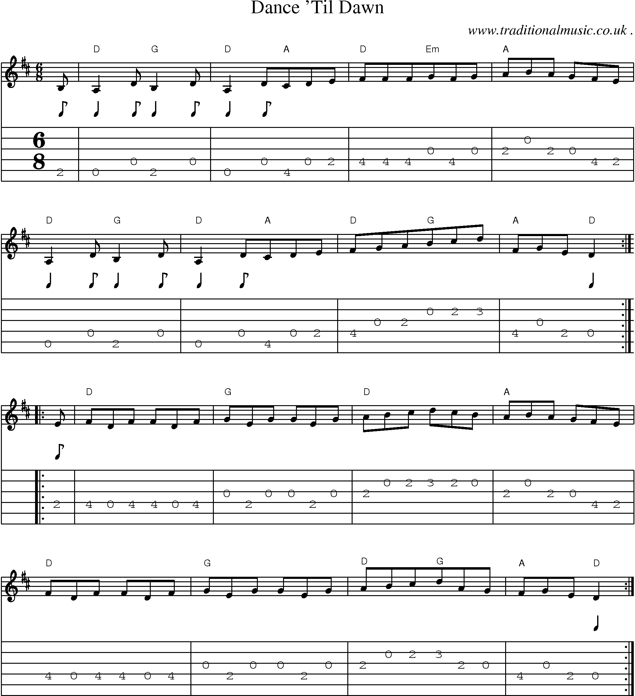 Sheet-Music and Guitar Tabs for Dance Til Dawn